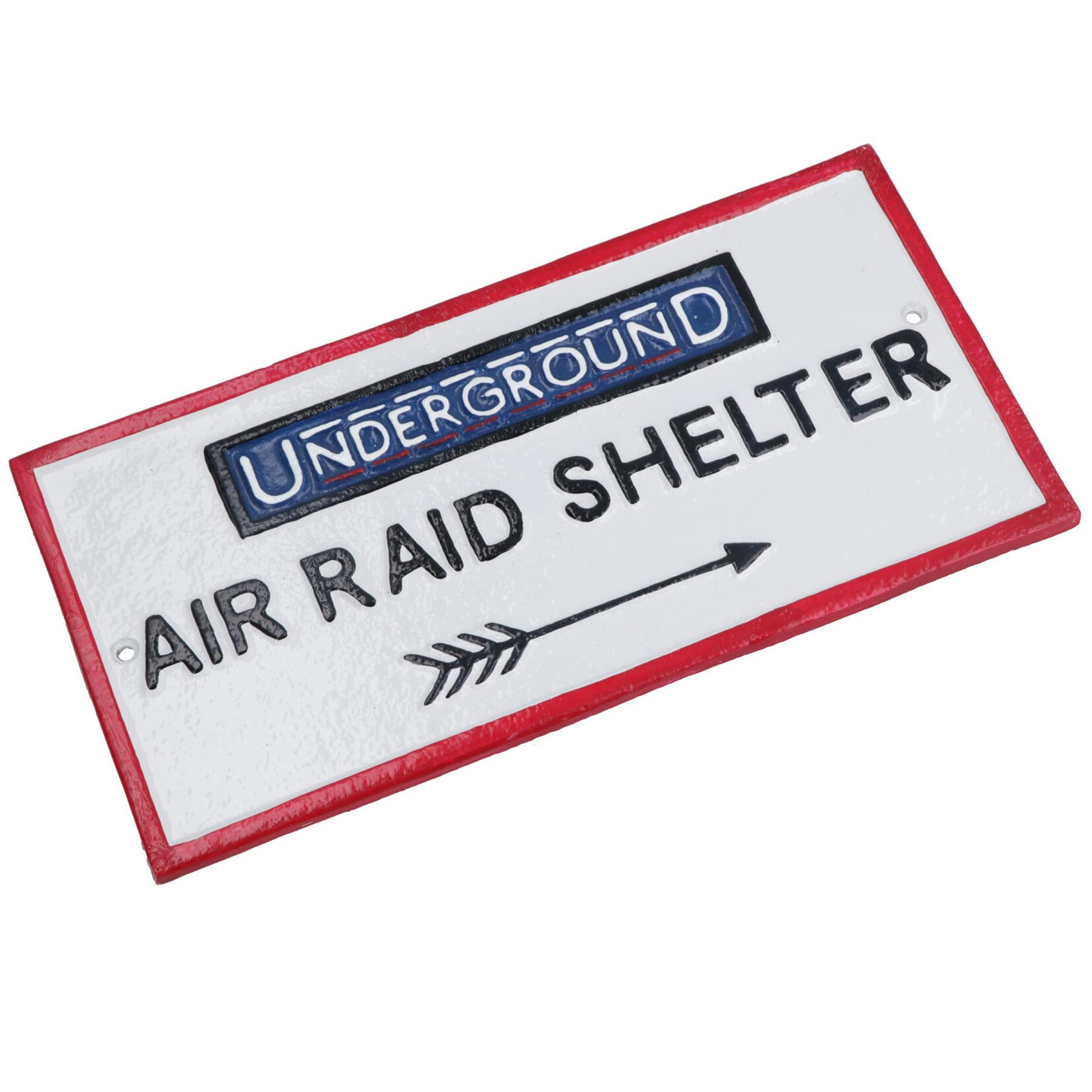 Underground Air Raid Shelter Cast Iron Sign Plaque London Wall House Garden