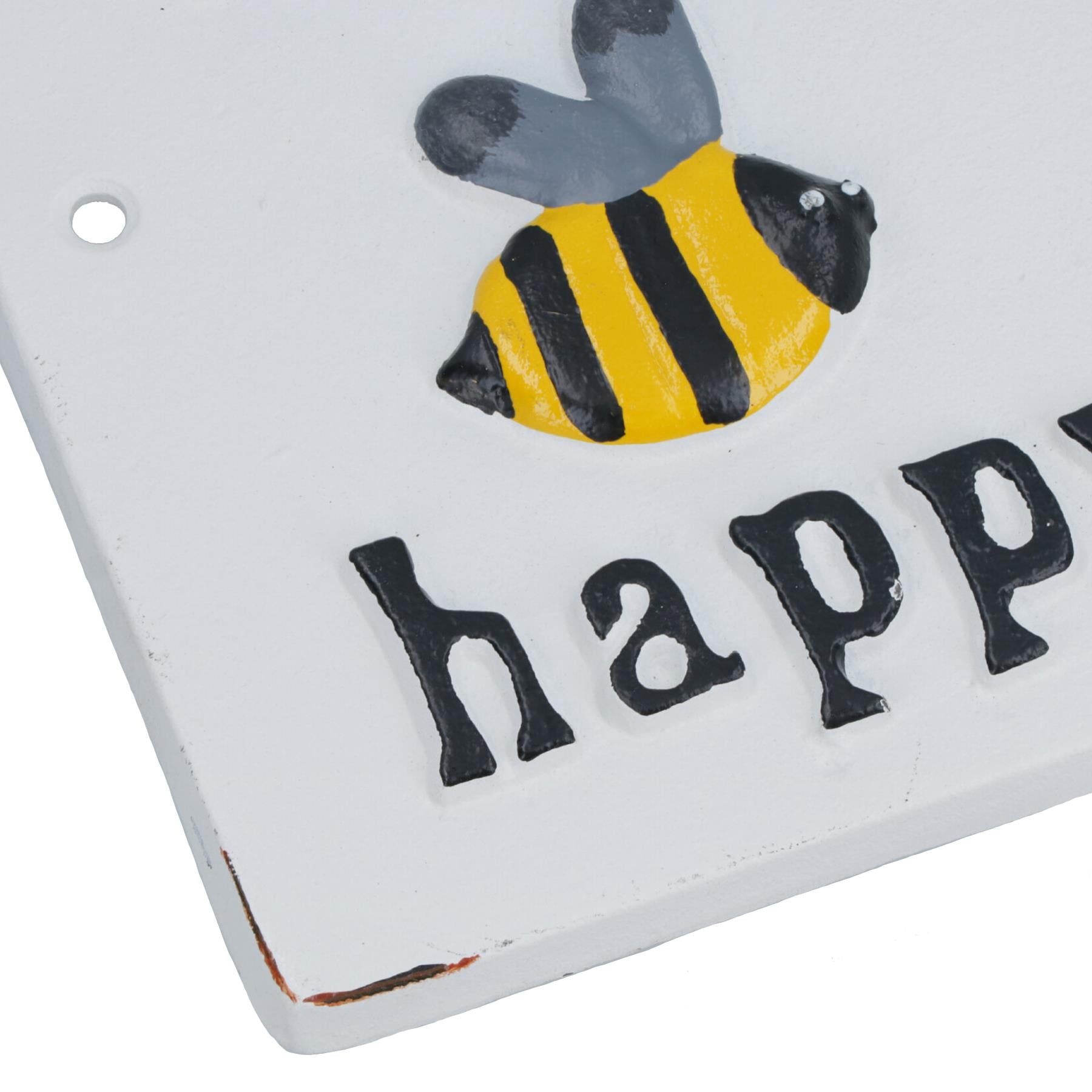 Don't Worry Bee Happy Cast Iron Sign Plaque Wall Door Fence Gate Post House