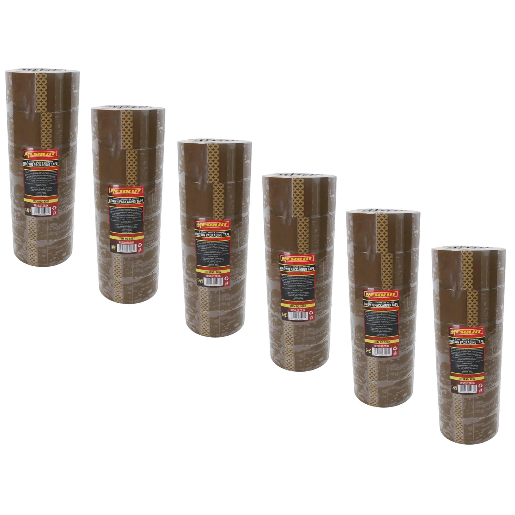 Paketklebeband, braun, 48 mm x 68 m pro Rolle, zum Verschließen, strapazierfähig
