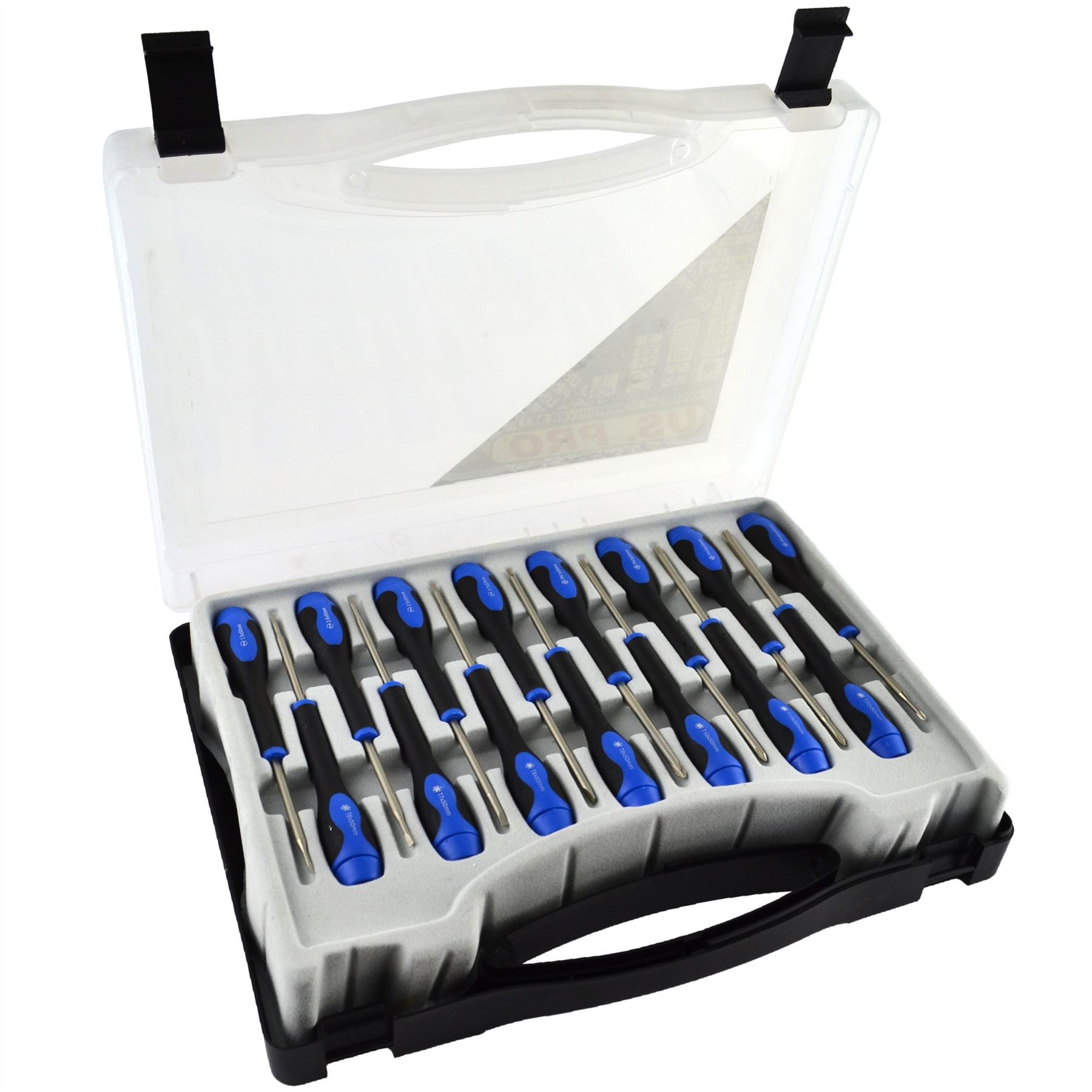 Jeu de tournevis de précision Torx / plat / Phillips 15 pièces US Pro Tools AT603