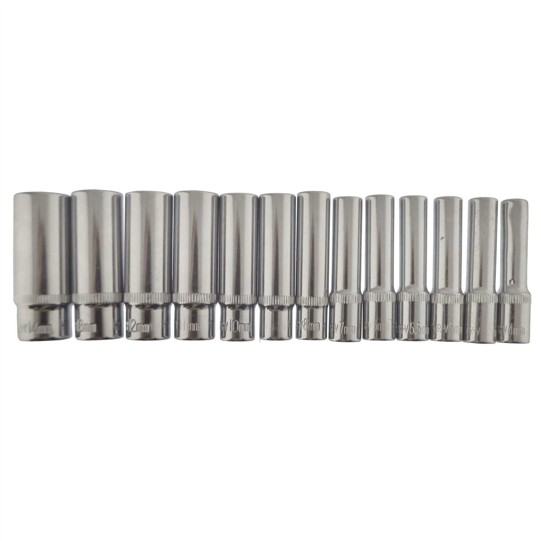 Douilles métriques profondes MM 1/4" 4 mm - 14 mm 13 pièces hexagonales simples 6 pans