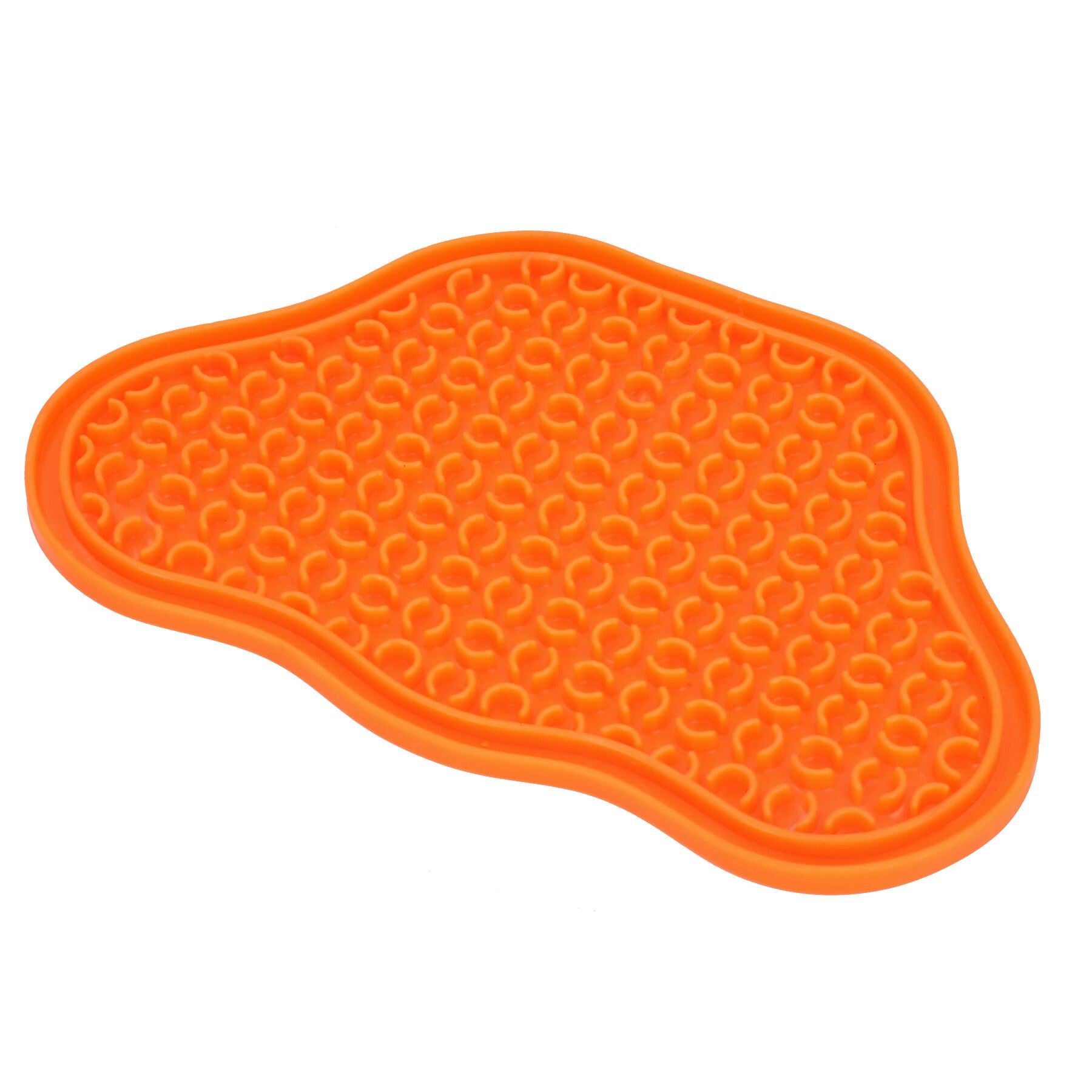1PK Orange Interactive Dog Slow Lick Mat With Suction Cups Food Accessories