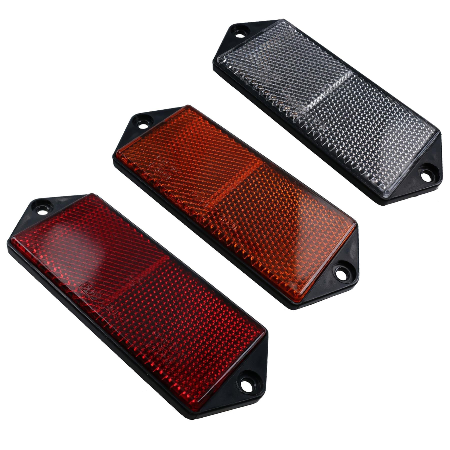 Grands réflecteurs latéraux rectangulaires de couleur ambre, rouge ou blanc pour poteaux de clôture/portail de remorques