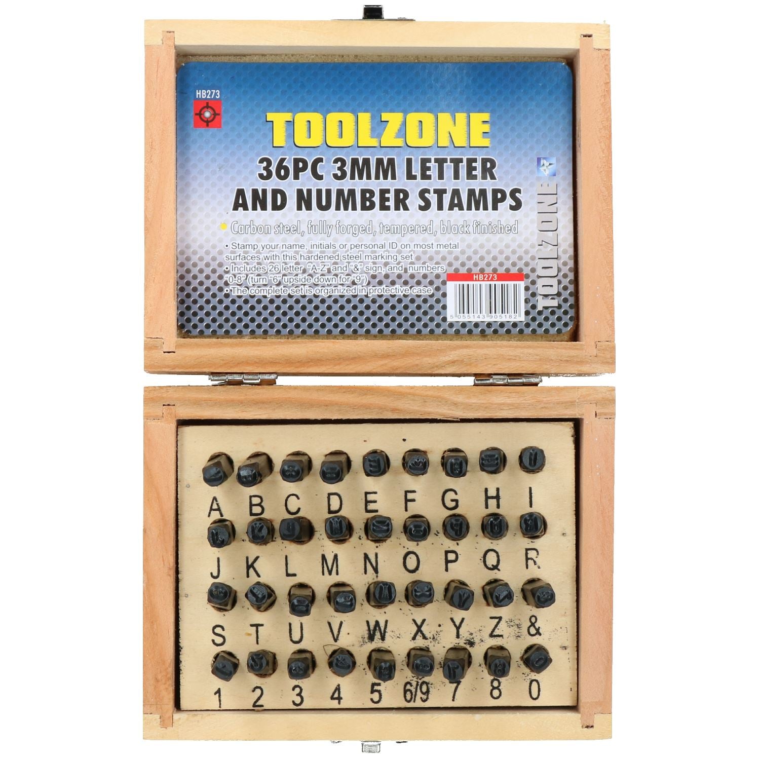 3mm 36pc Letter & Number Stamp Set Metal Punch Stamps TE132