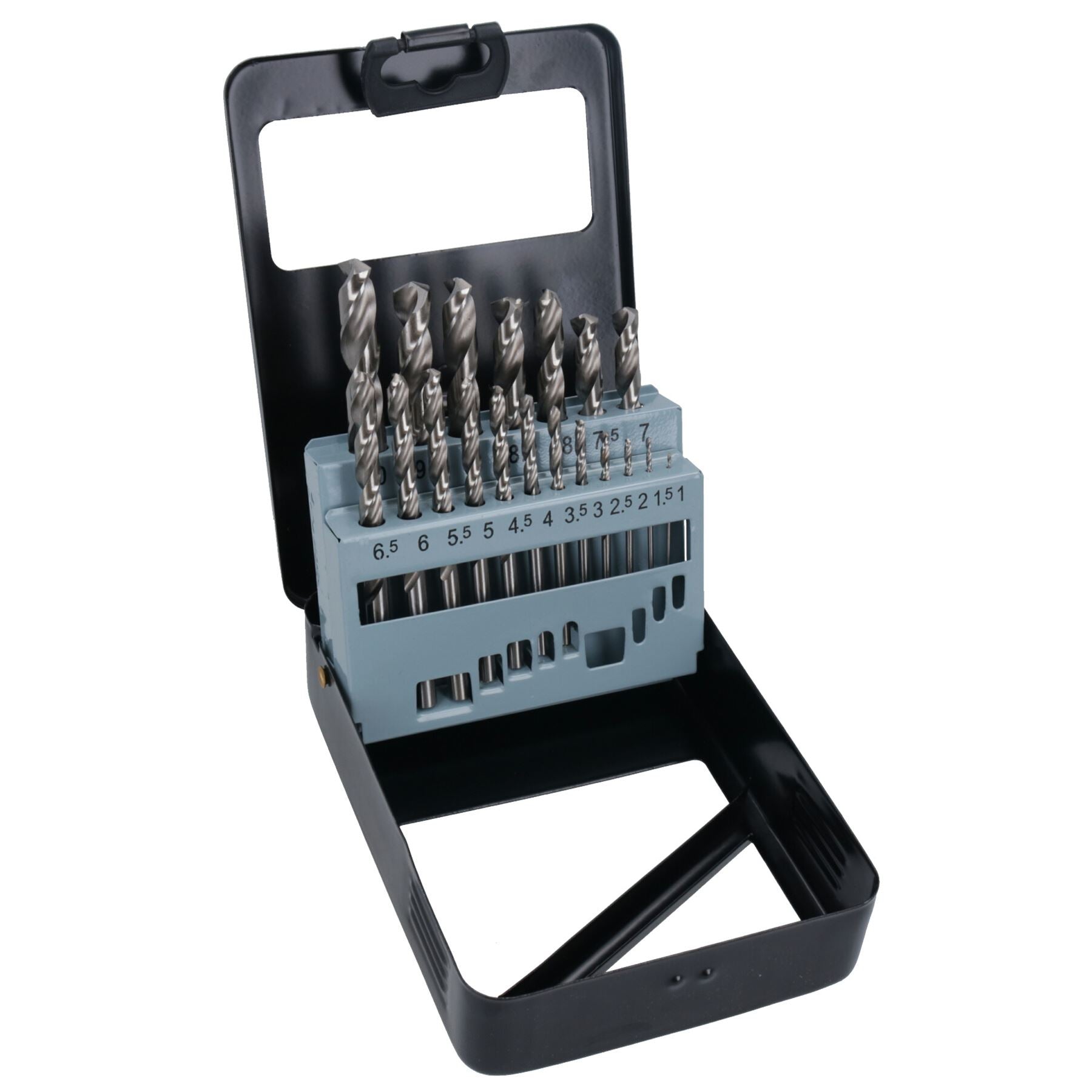19-teiliges HSS-G-Bohrer-Set mit metrischen Schlitzbohrern für Metall, Kunststoff und Kupfer, 1 mm – 10 mm