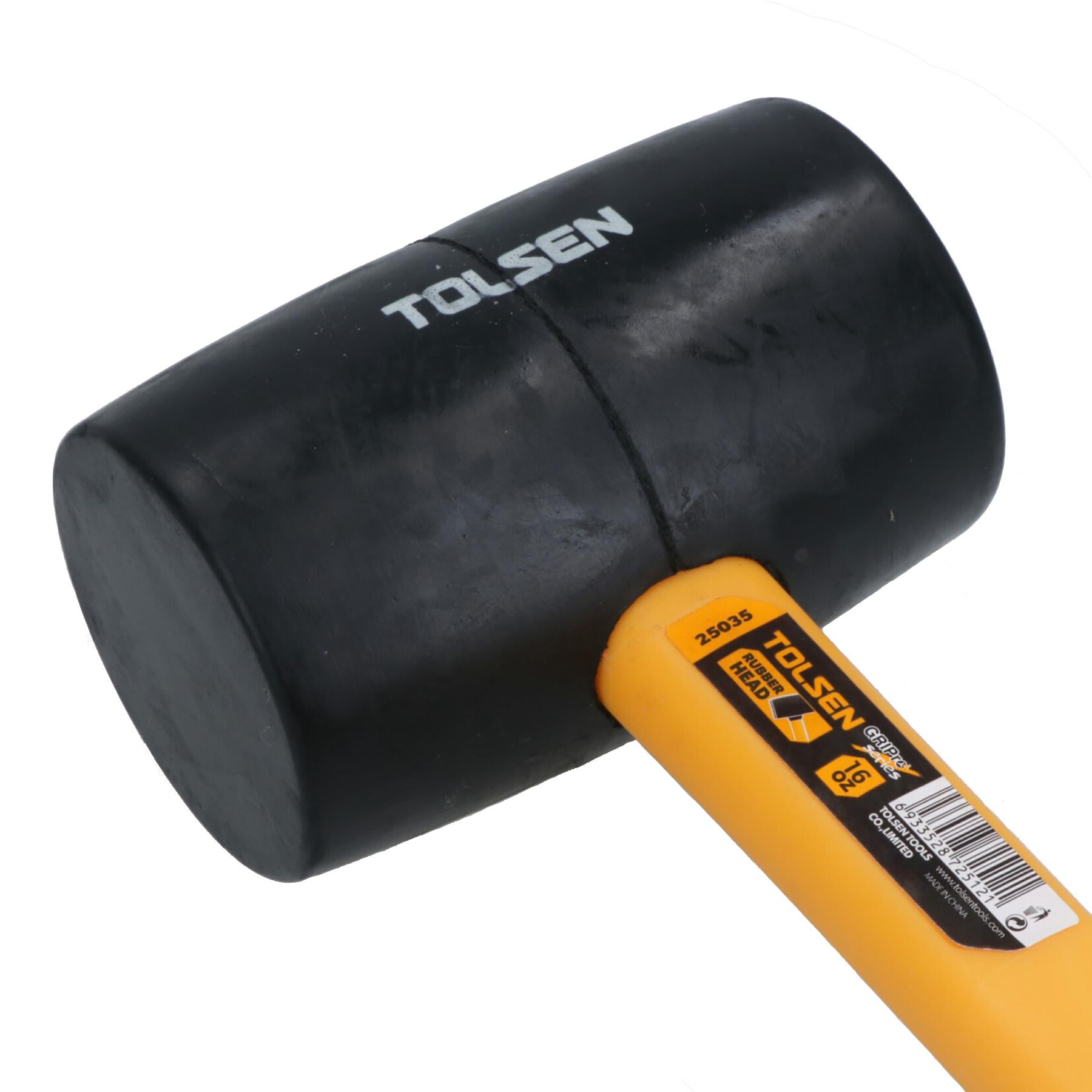 16oz Black Rubber Mallet Non Marking Hammer With Fibreglass Handle Shaft