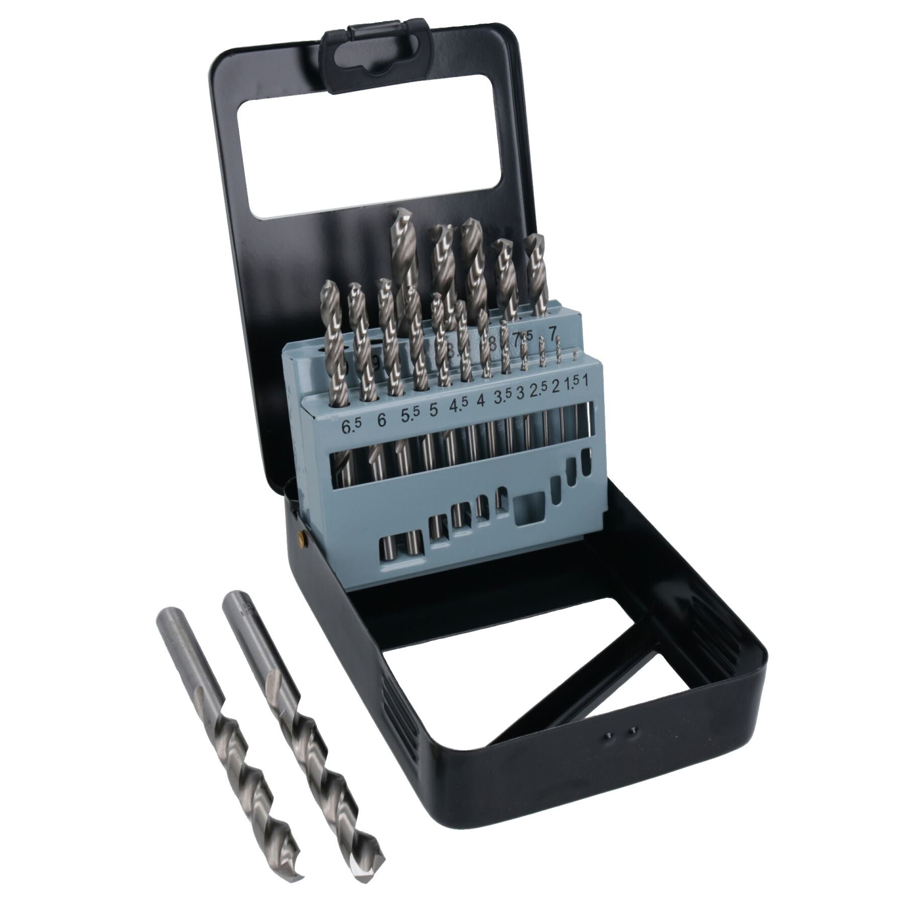 19-teiliges HSS-G-Bohrer-Set mit metrischen Schlitzbohrern für Metall, Kunststoff und Kupfer, 1 mm – 10 mm