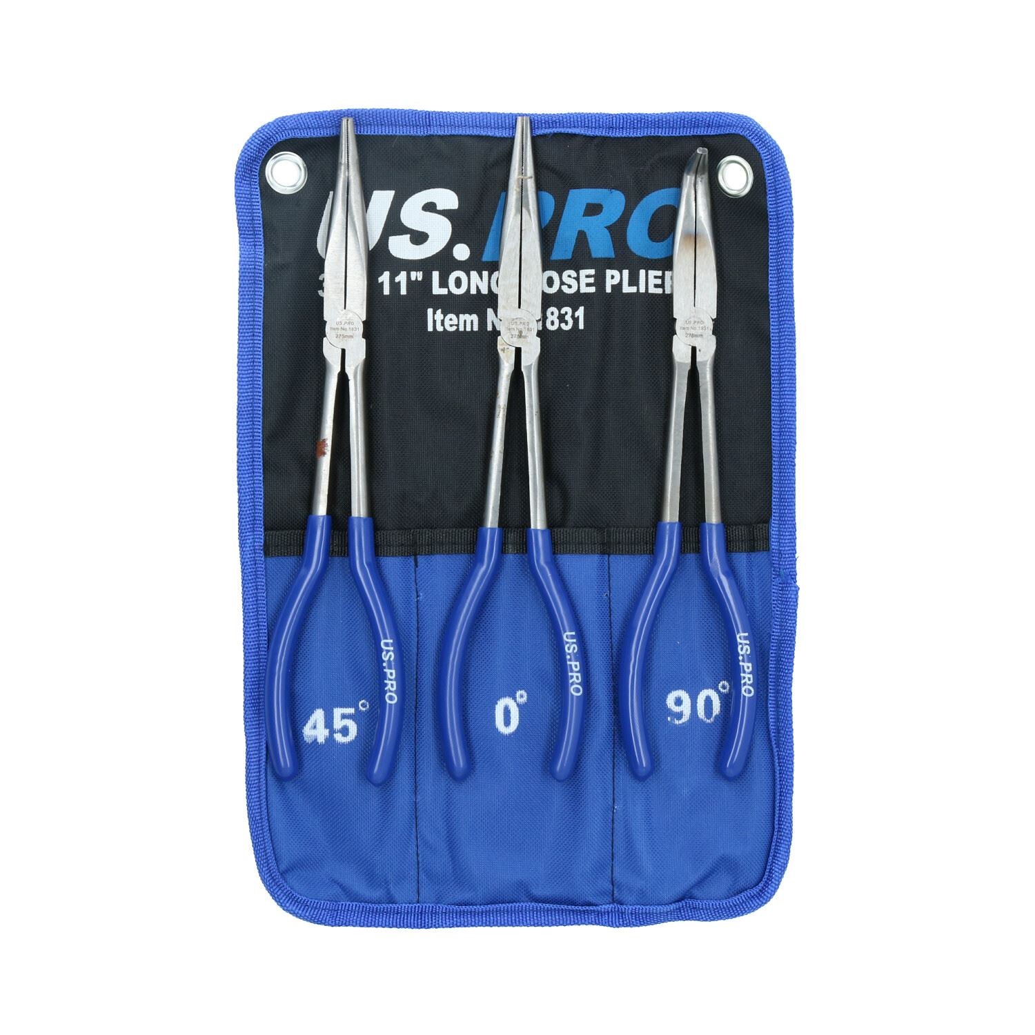 Jeu de 3 pinces à bec long 11" droites / 45 / 90 degrés par USPRO TOOLS AT806