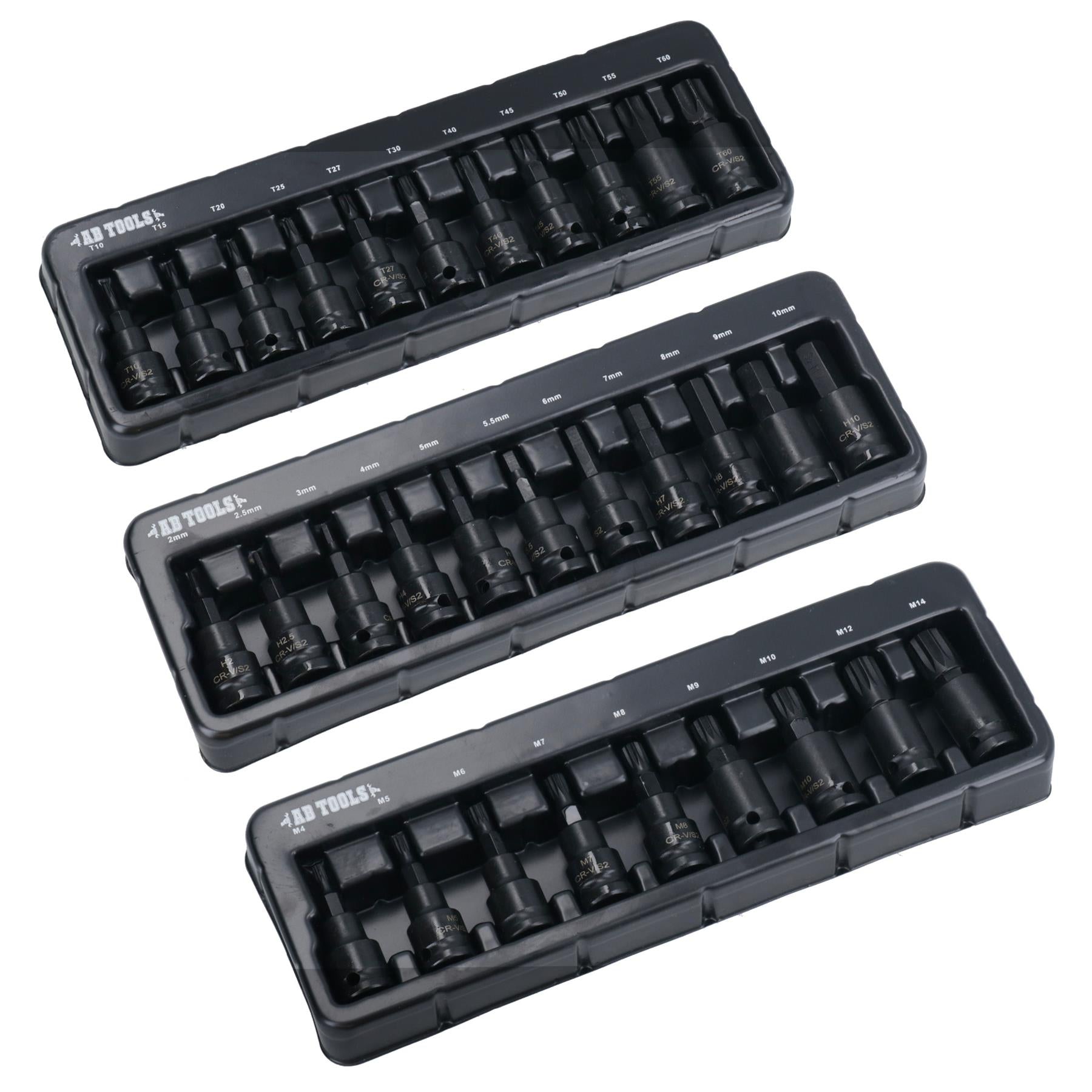 Jeu de 31 embouts à impact à six pans creux Allen Torx Star + Spline Drive 3/8 po