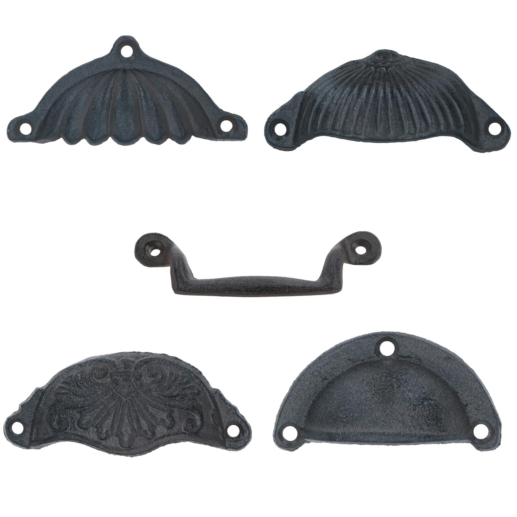 Furniture Door Pull Handle Cast Iron Cupboard Drawer Chest Shell Cup Clam