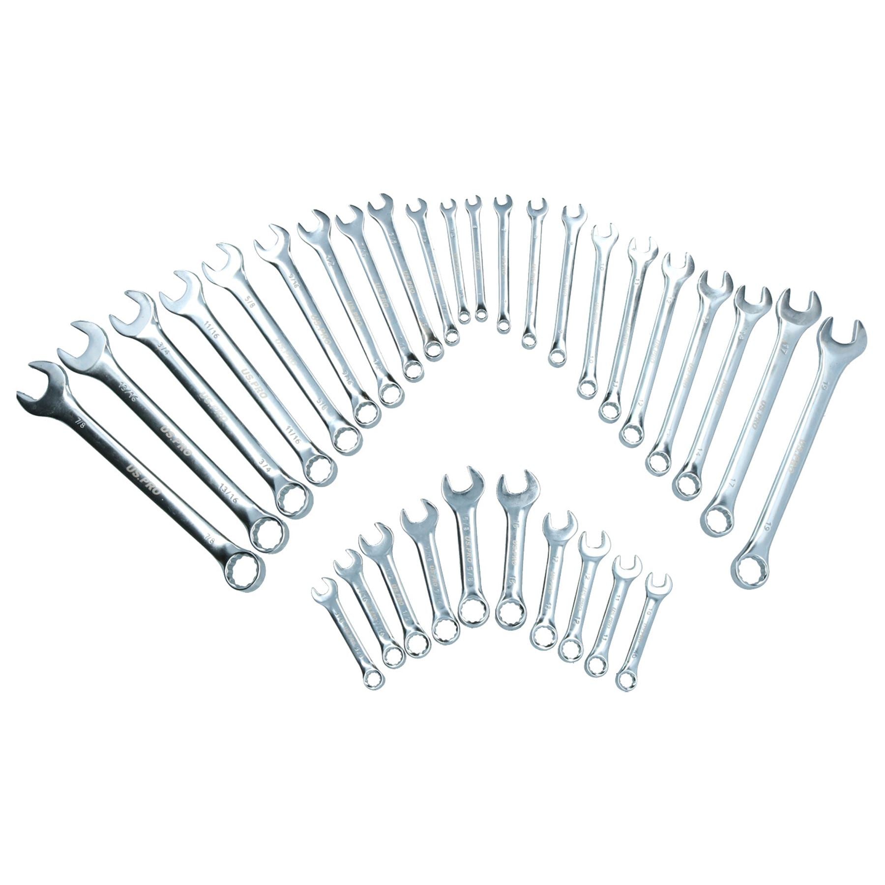 Clés mixtes métriques, MM, impériales, AF, standard + courte, 32 pièces