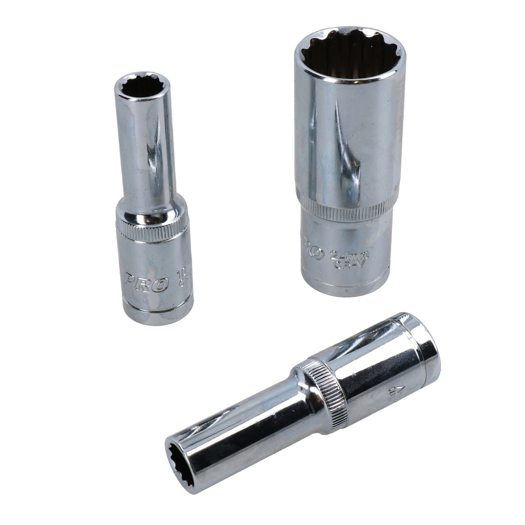 Douilles métriques à double empreinte cruciforme 1/2" 10 mm - 24 mm 15 pièces