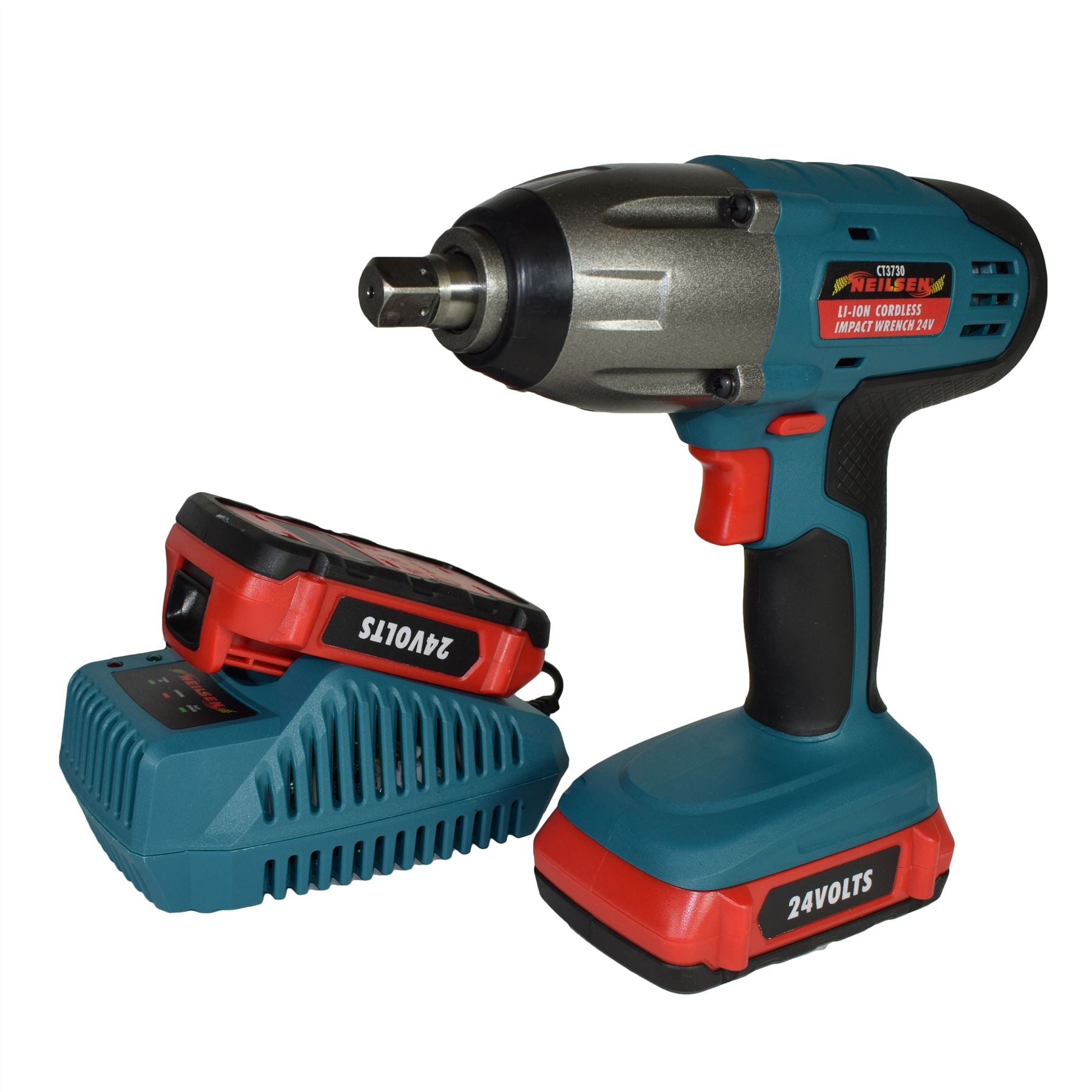 24v Li-Ion Cordless Battery Impact Wrench Gun 1/2'' Drive With 2 Twin Lithium Bat