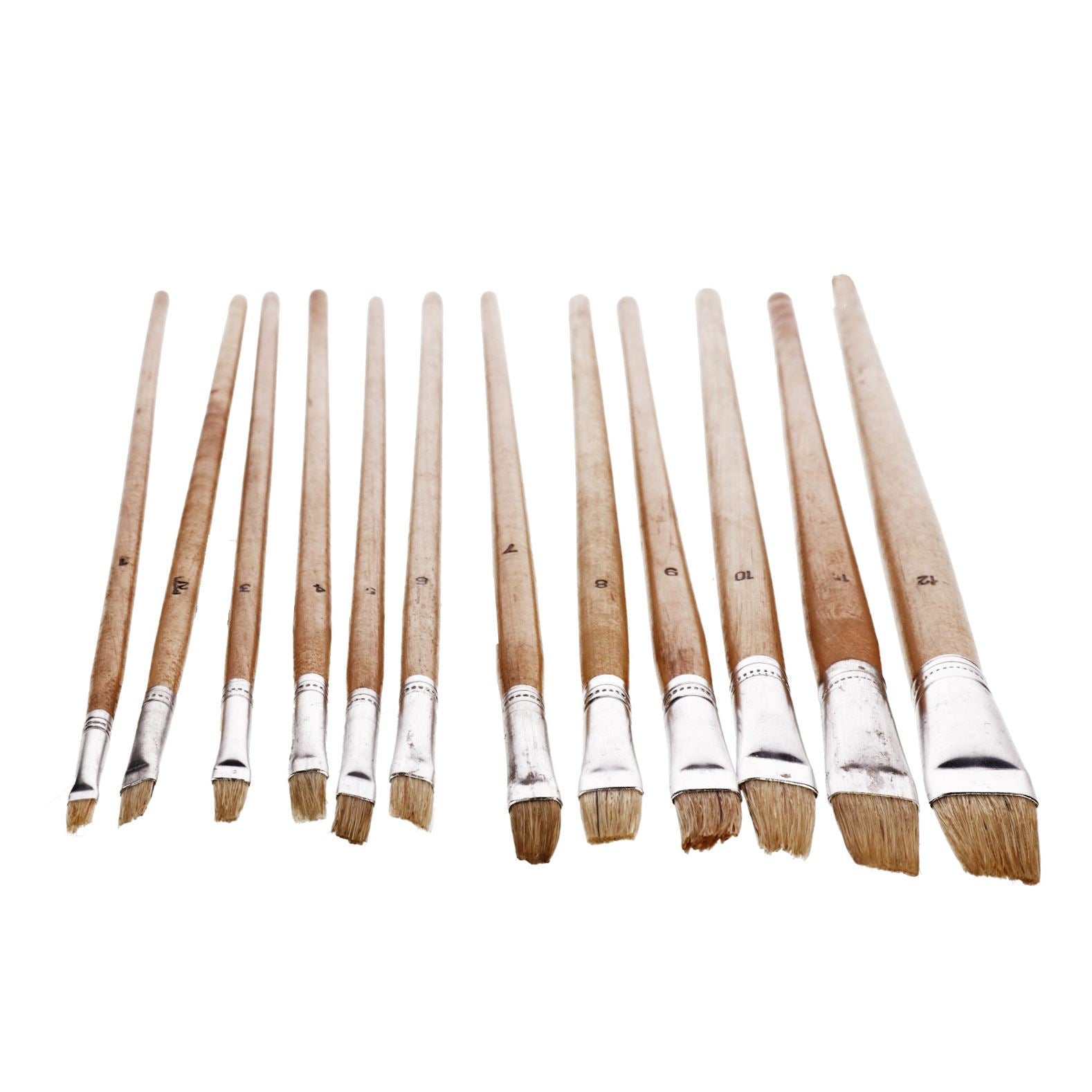 12pc Jumbo Flat Artist Brushes Wooden Handles Paint Brush Model Crafts