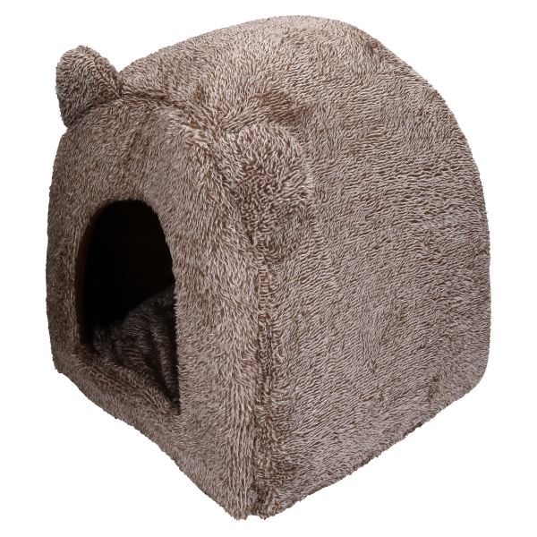 Lit pour chat en forme d'ours en peluche marron Cat Bed Time 38 cm/15"