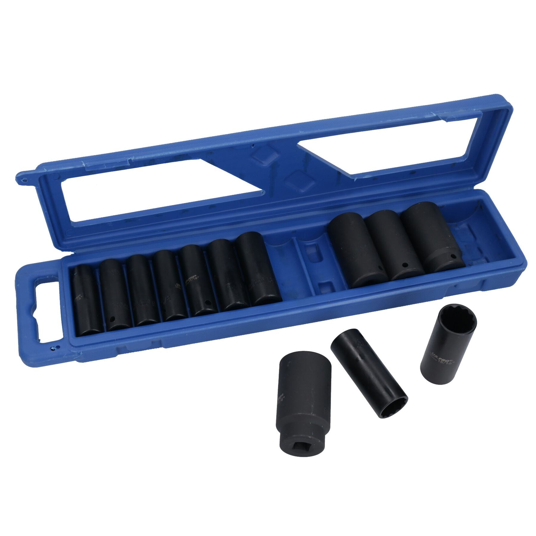 Douilles à chocs profondes impériales AF SAE à entraînement de 1/2 po, 12 pans, 7/16 à 1-1/4, ensemble de 13 pièces
