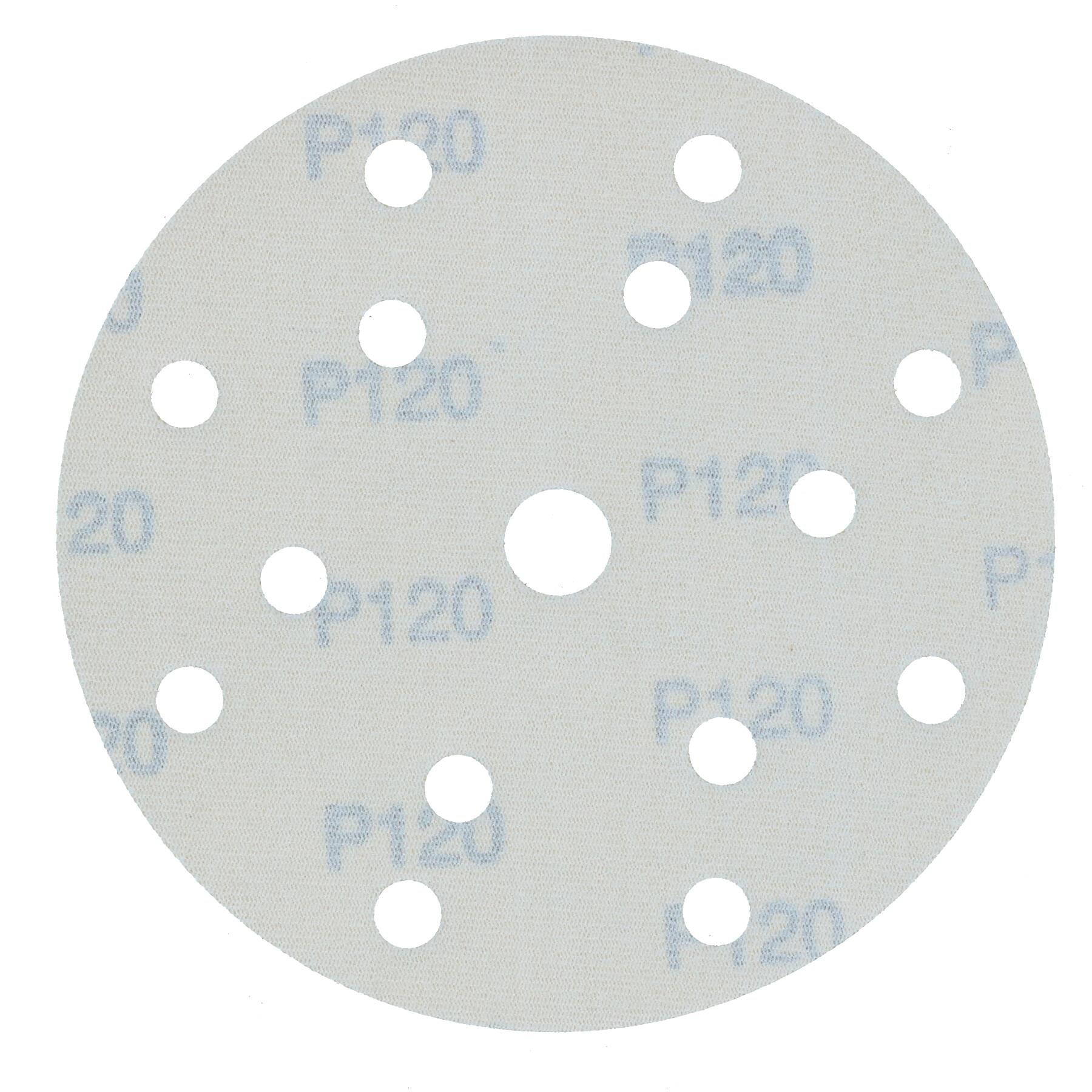 150 mm Schleifscheiben Aluminiumoxid Schleifmittel 120er Körnung 15 Löcher Haken + Schlaufe