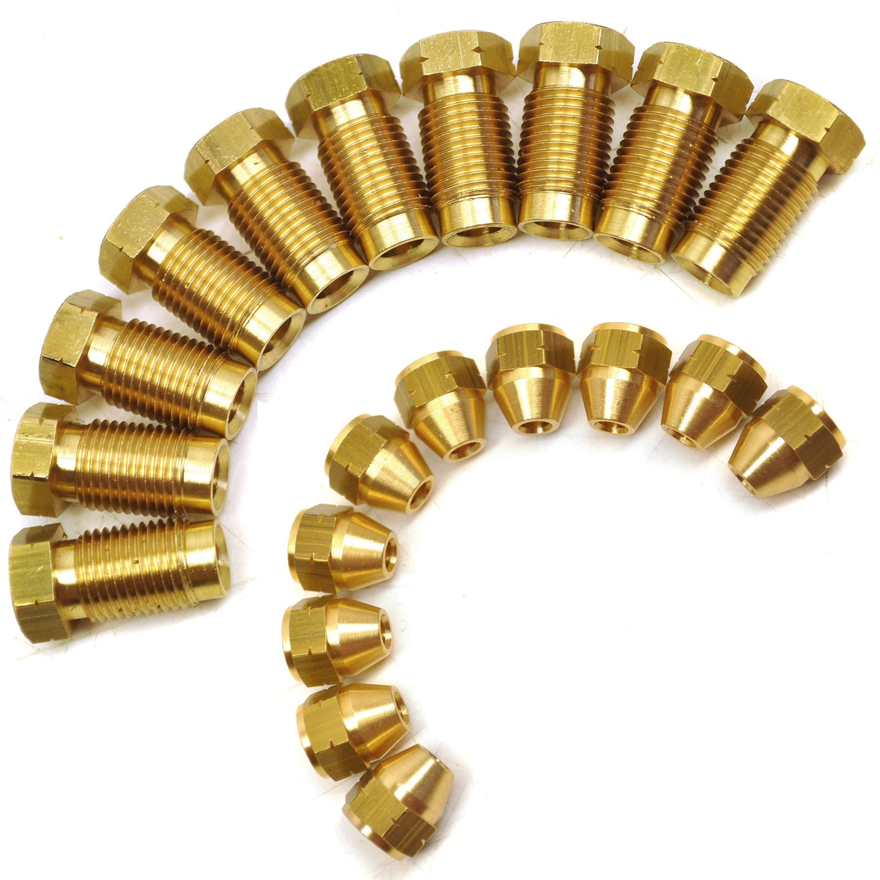 M10 x 1 mm Bremsleitungsverschraubungen aus Messing männlich und weiblich für 3/16 Zoll Rohr, 20er-Pack