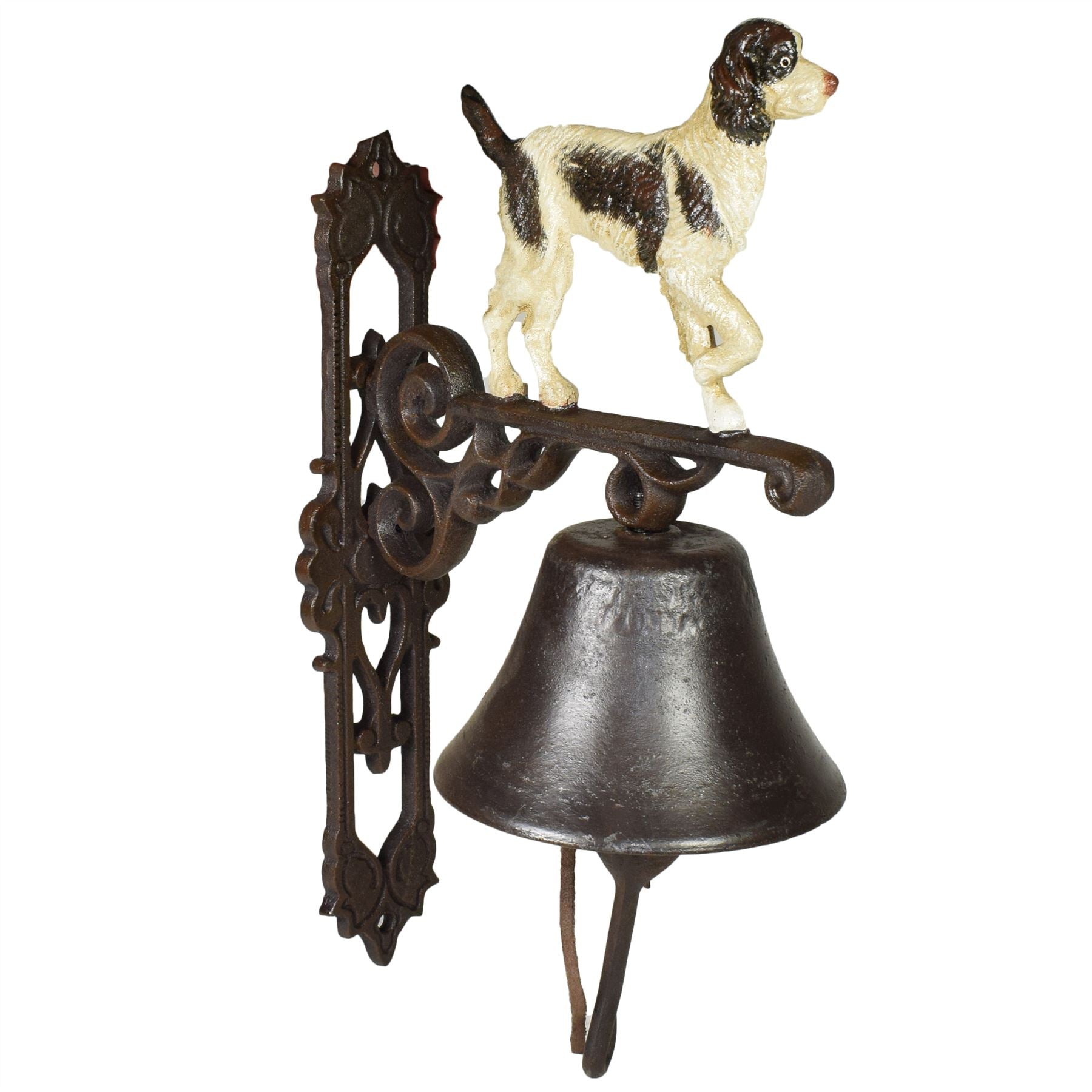 Cloche pour chien Springer Spaniel, plaque en fonte, porte, mur, clôture, portail, poteau, maison