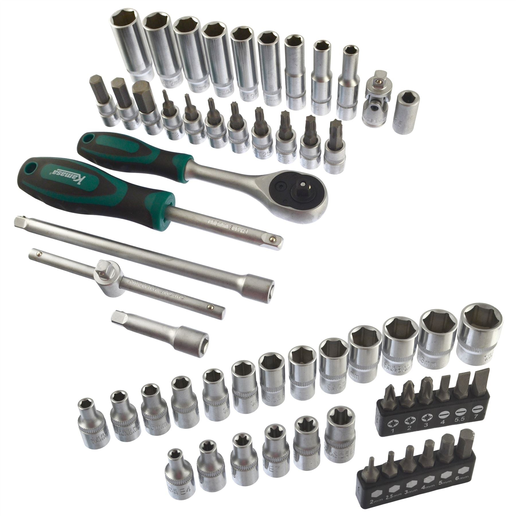 1/4"-Antrieb, metrisch, MM, Steckschlüssel- und Zubehörsatz, 58-teilig, 4–14 mm, LSR42