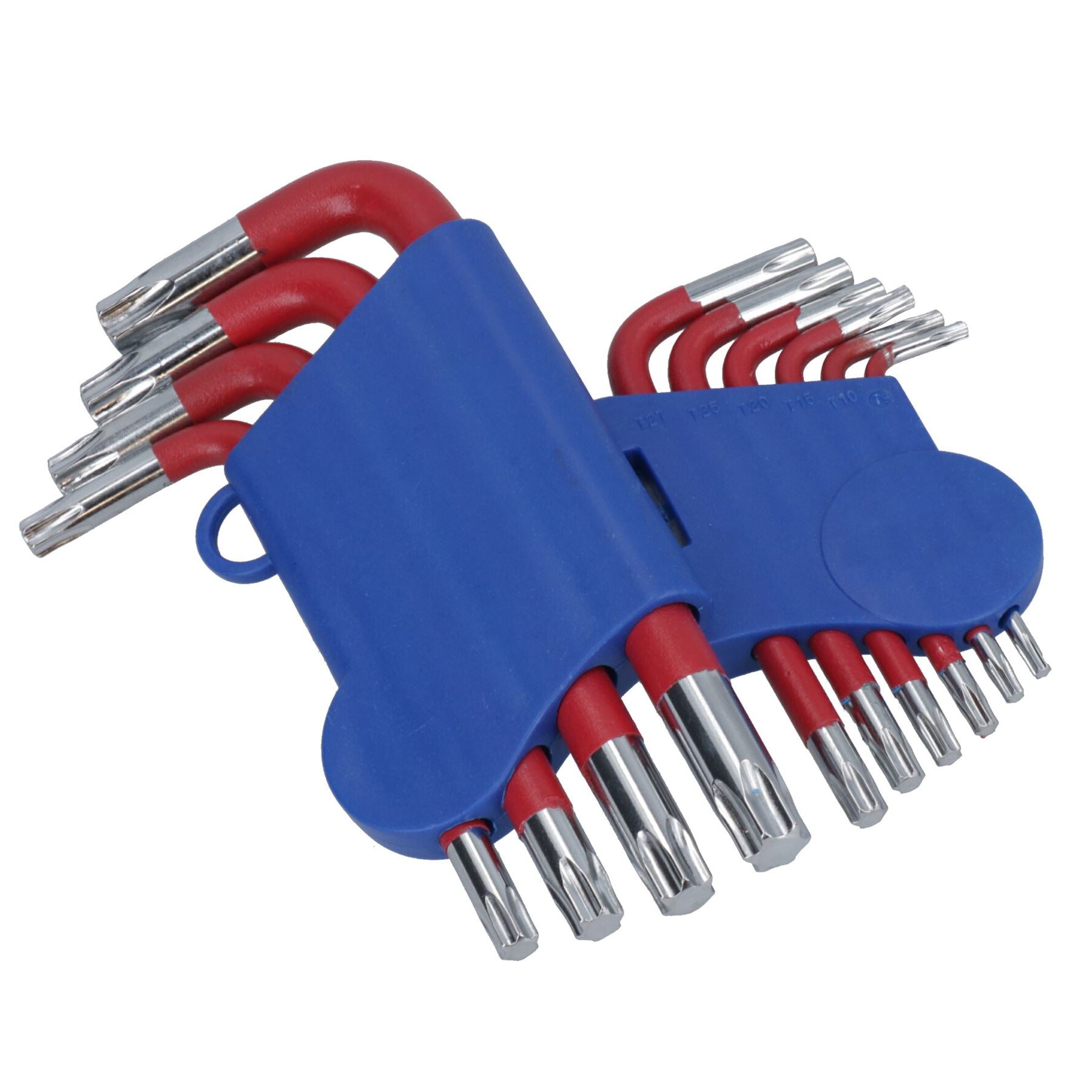 10pc Coloured Short Torx Star keys with Holder T9 – T50 Anti Slip Grip Covering