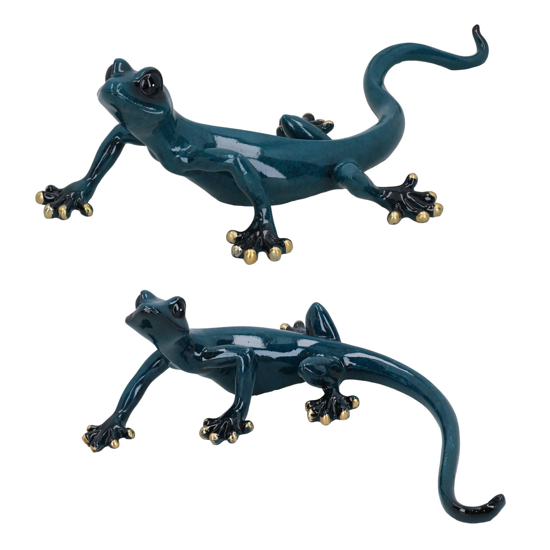 Blaue Gecko Eidechse Harz Wand Schuppen Skulptur Garten Statue Ornament komplettes Set