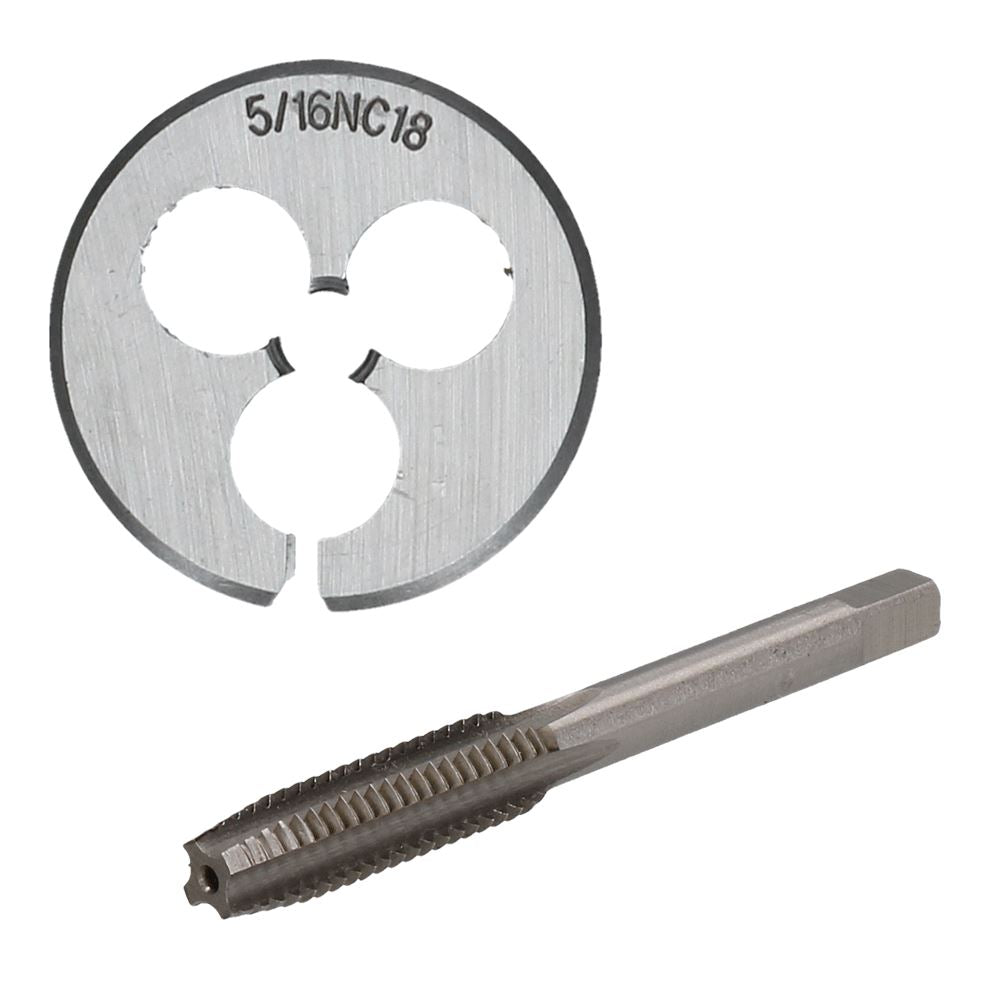 Taraud et filière UNC 1/4" - 5/8" en acier au tungstène et filière fendue 38 mm