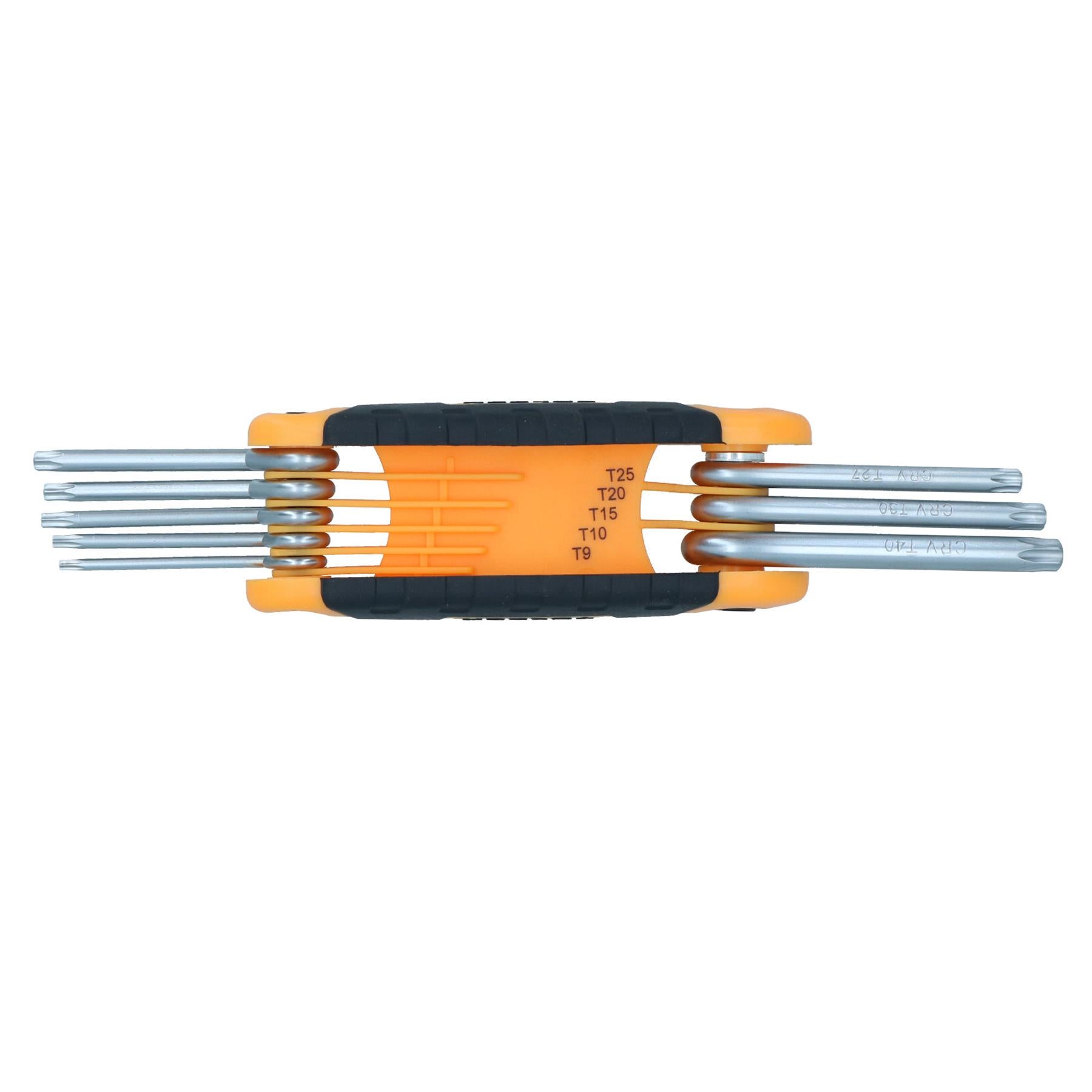 8pcs Folding Torx / Star Key Wrench Set T9 - T40 Foldable Rubberized Handle