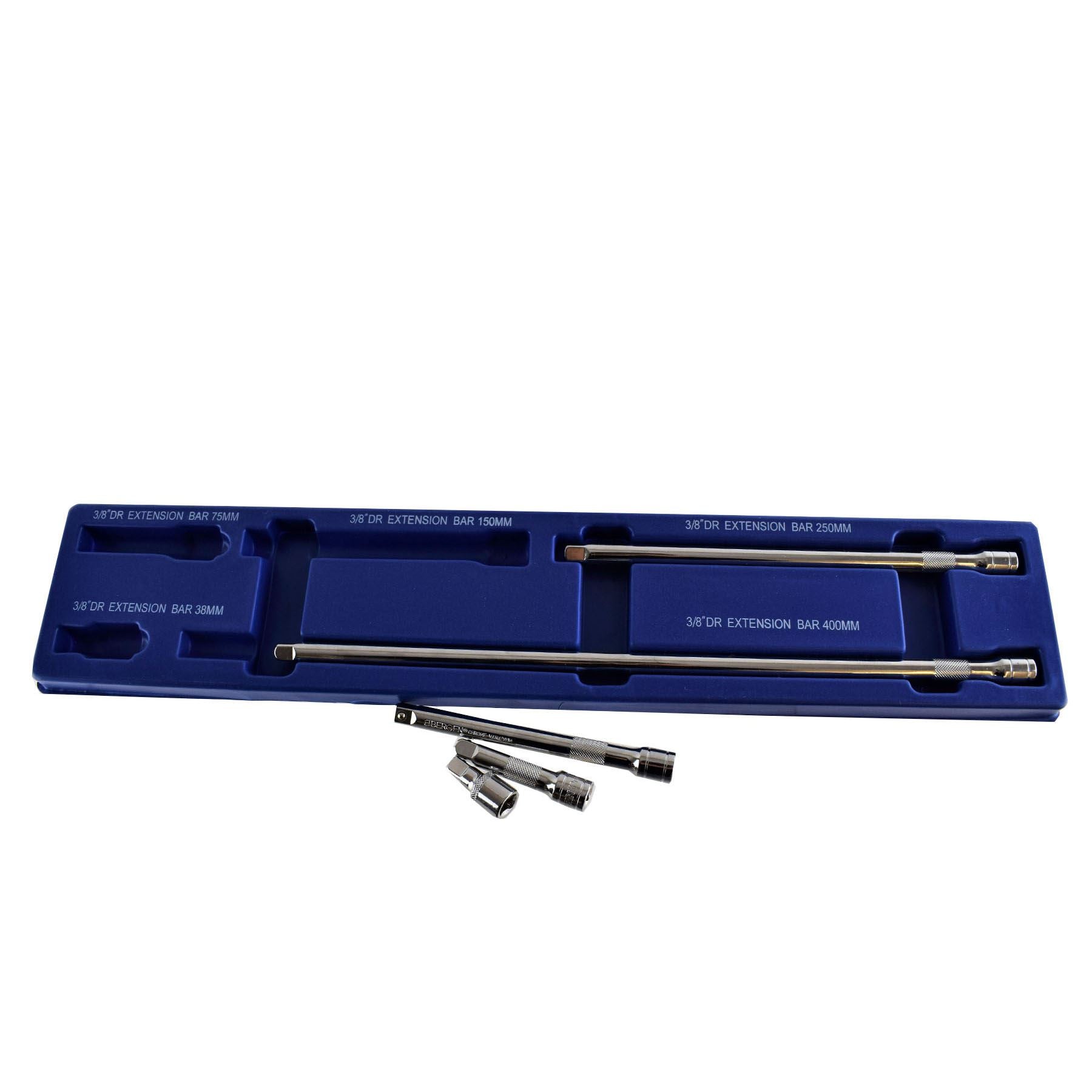 3/8 Zoll Antrieb, gerade Stecknuss-Verlängerungsstangen-Satz, extra lang, 38 mm - 400 mm, 5-tlg.