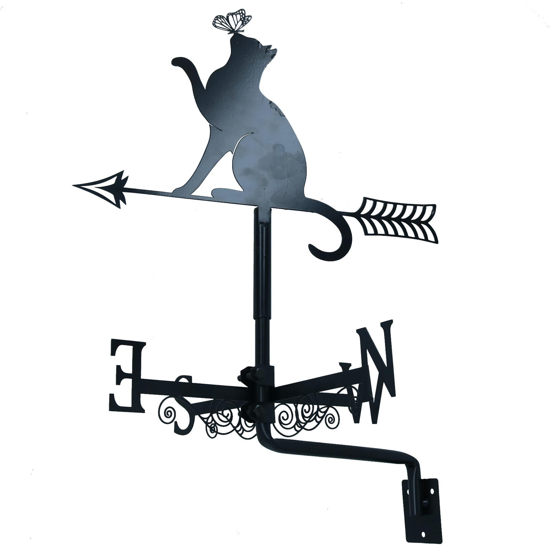 High Quality Black Metal Cat Silhouette Weather Vane Animal Lover Gift