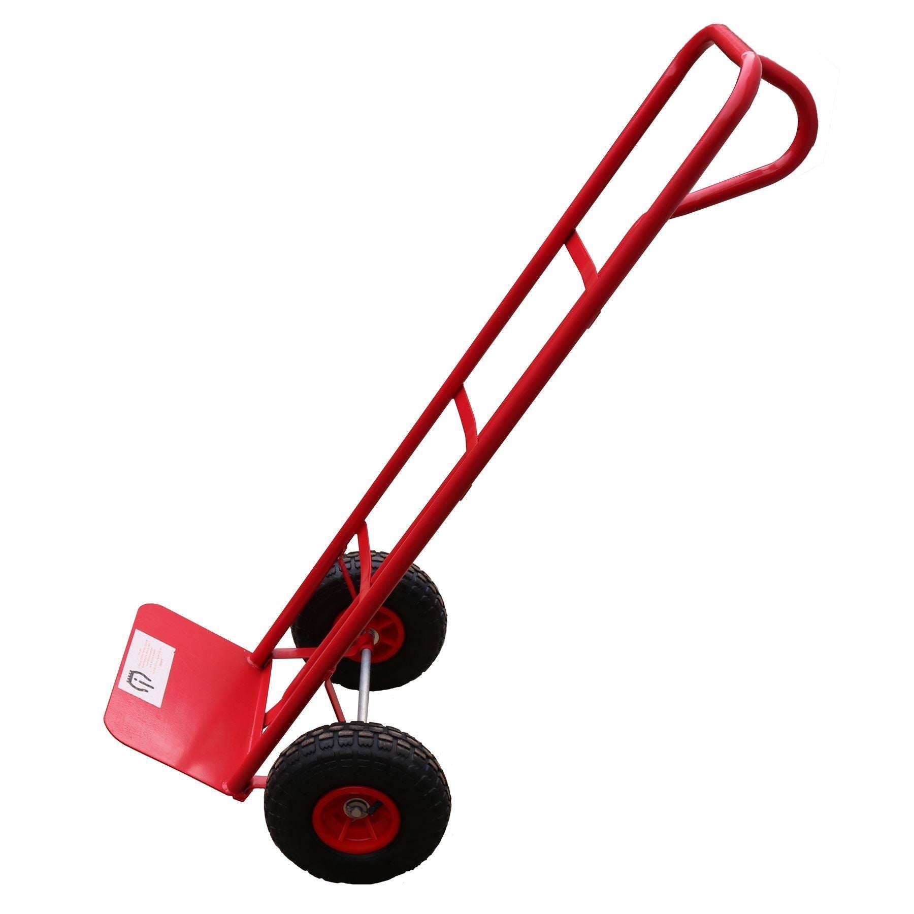 B GRADE Sack Truck 600lb With Pneumatic Wheels Red Steel Hand Trolley Stacker Truck