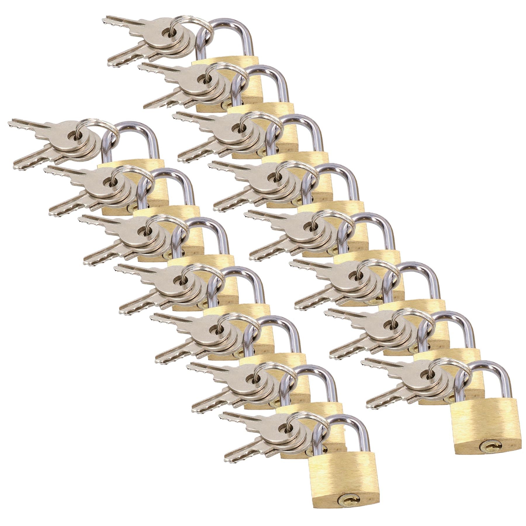 20 mm Mini-Vorhängeschloss-Set aus Messing für Koffer, Gepäck, Rucksäcke, Zelte mit Schlüsseln