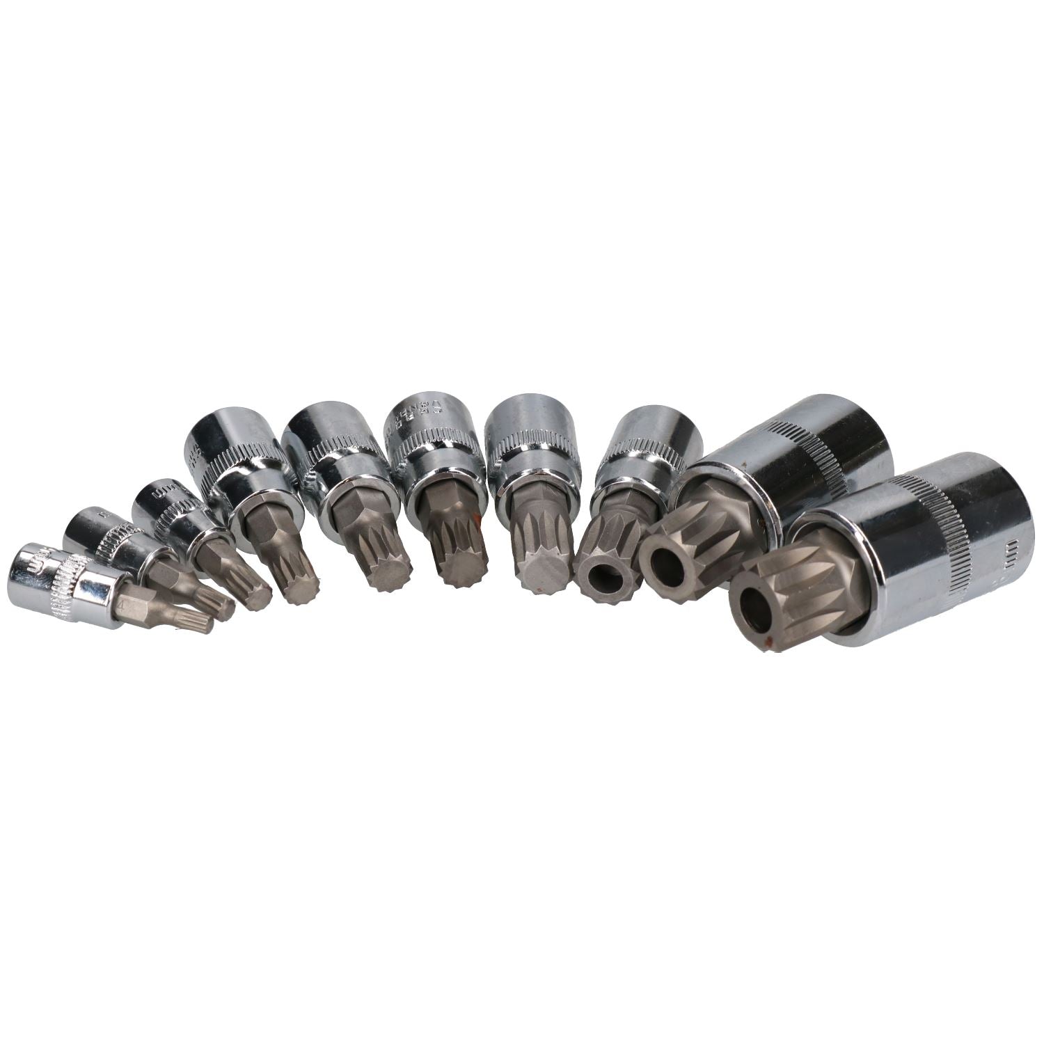 Triple Square Spline And Tamperproof Sockets 1/4" 3/8" And 1/2" Dr 10pcs AT303