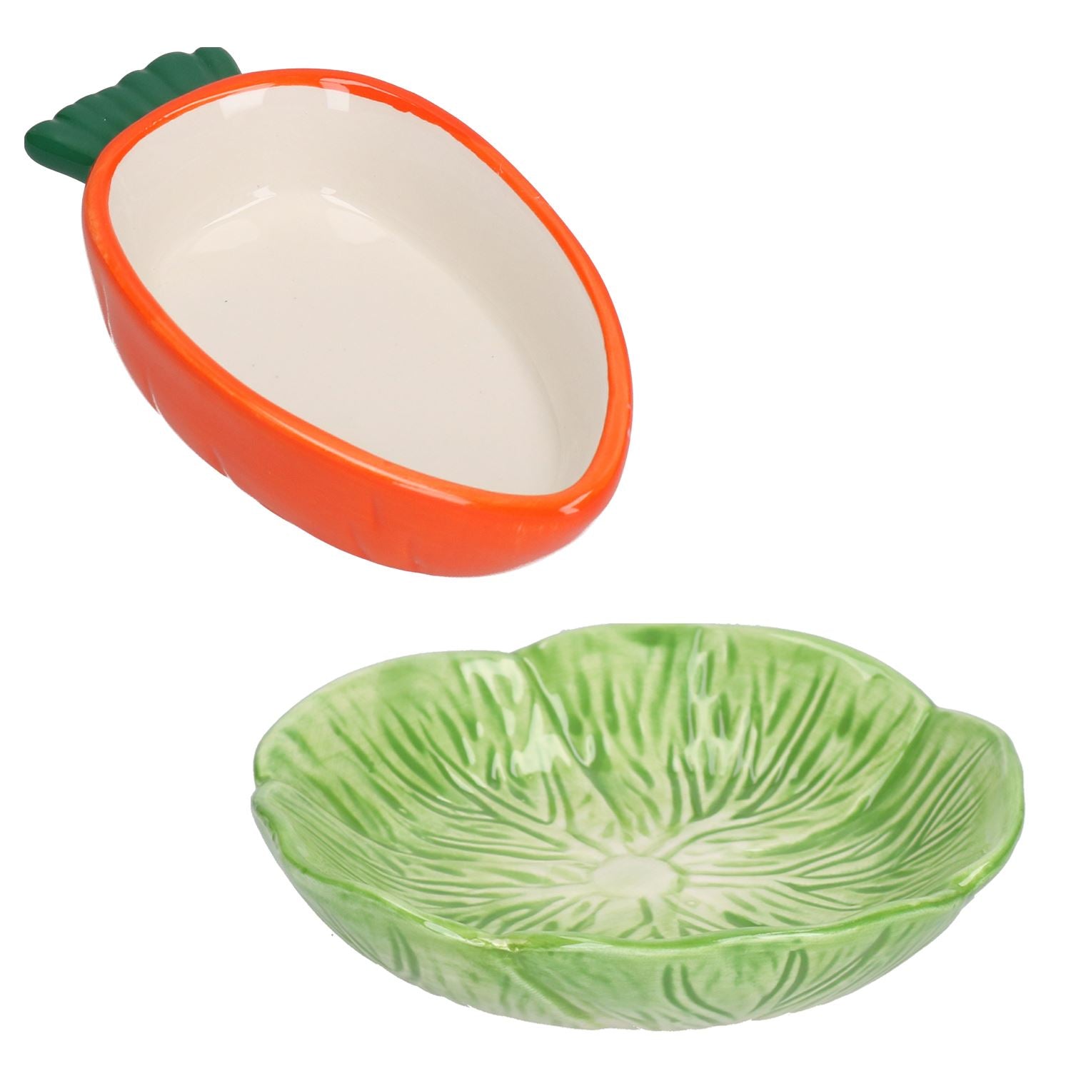 Small Animals Small Lettuce Green Leaf  & Carrot Feeding Bowl Treat Pots