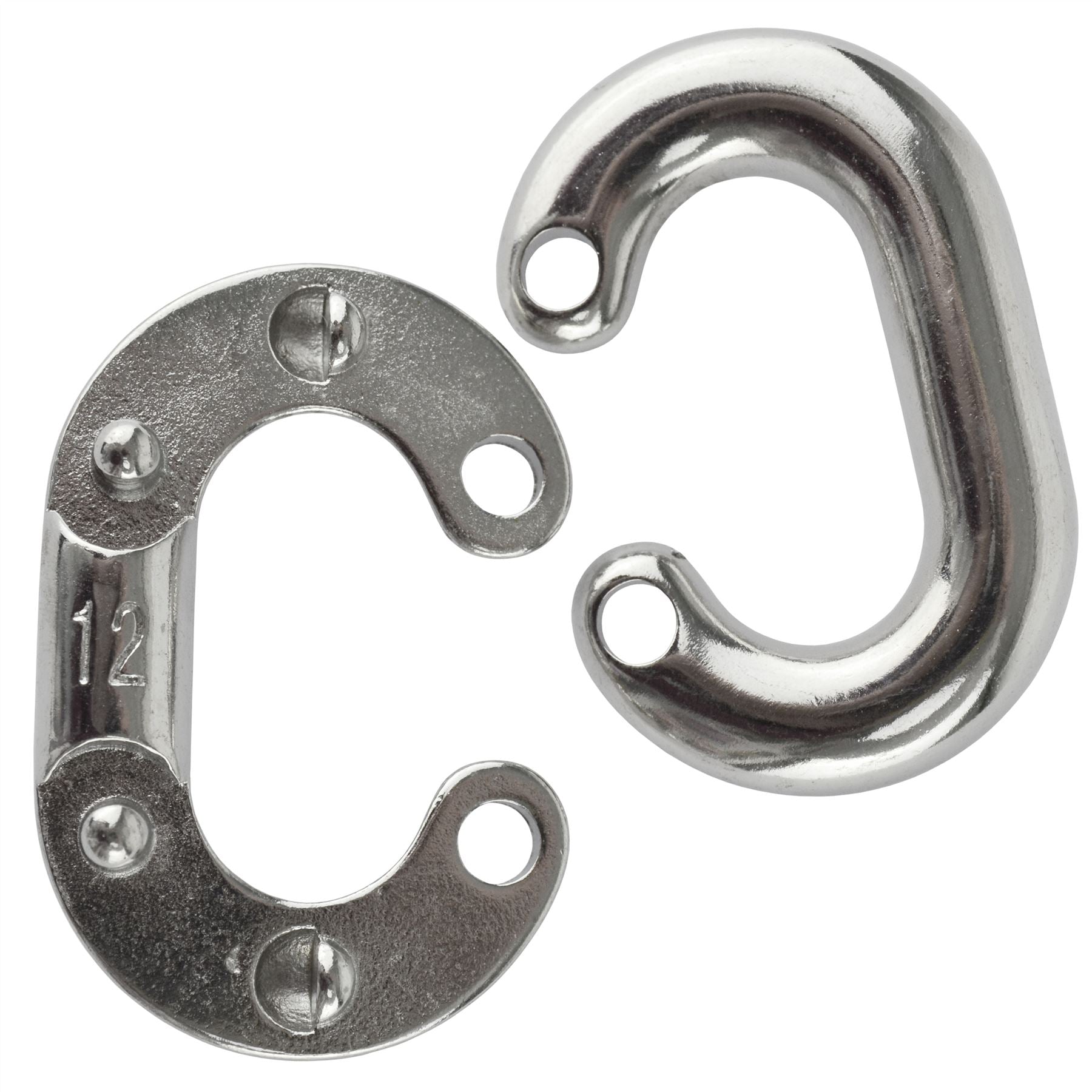 Kettenverbindungsglied 12 mm, geteilter Schäkel aus rostfreiem Edelstahl in Marinequalität