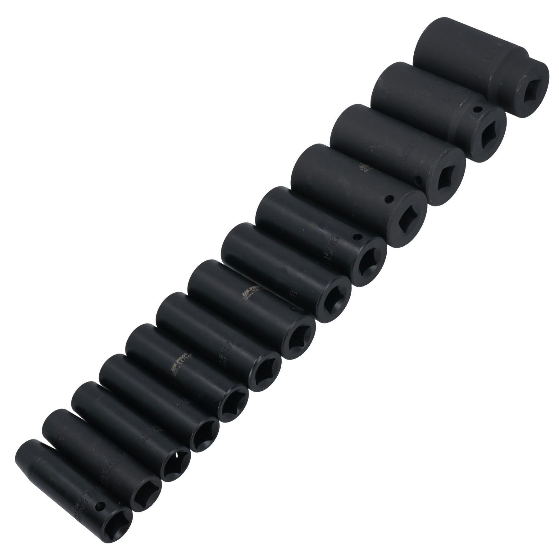 Douilles à chocs profondes impériales AF SAE à entraînement de 1/2 po, 12 pans, 7/16 à 1-1/4, ensemble de 13 pièces