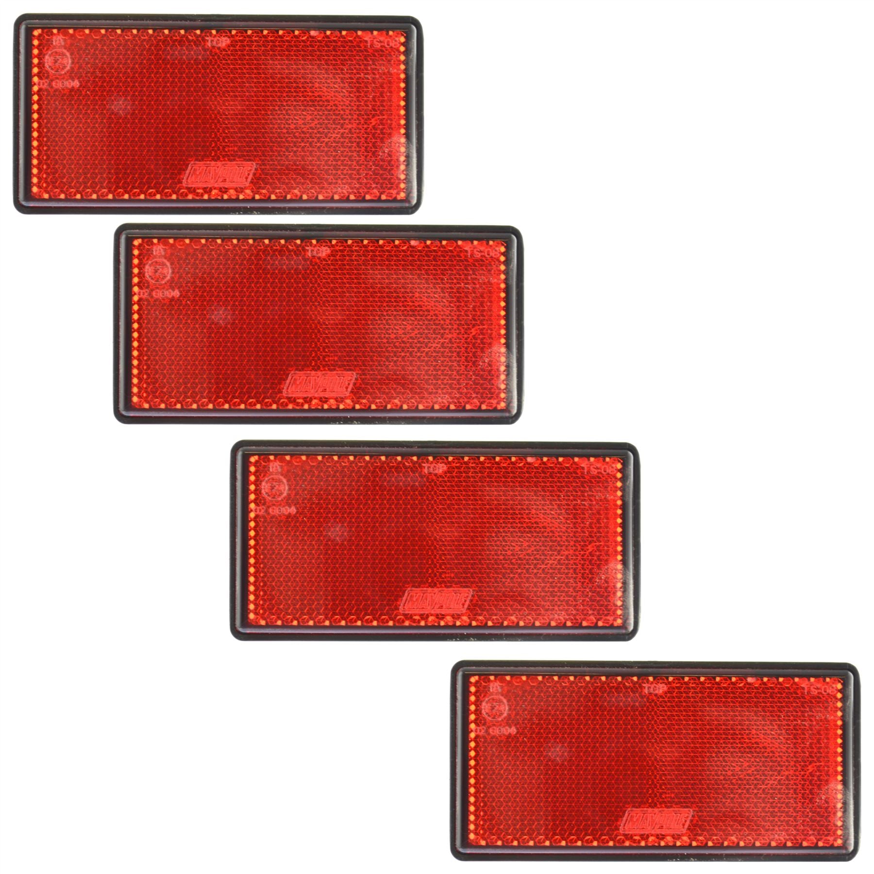 Red Large Rear Reflector 4 Pack Trailer Fence Gate Post Self-Adhesive TR212