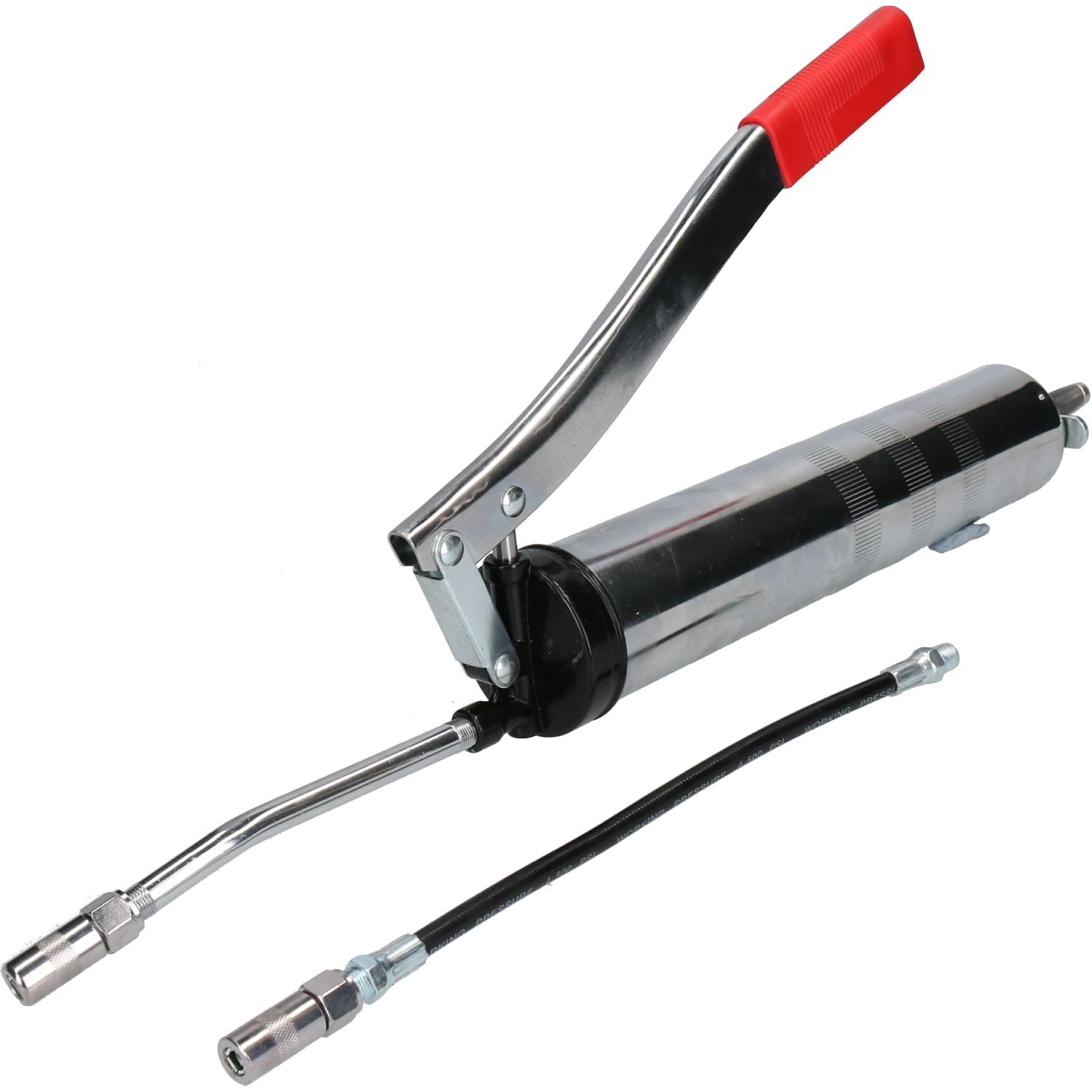 Hand Held Lever Style Grease Gun with Flexible and Fixed Nozzle 140z Capacity