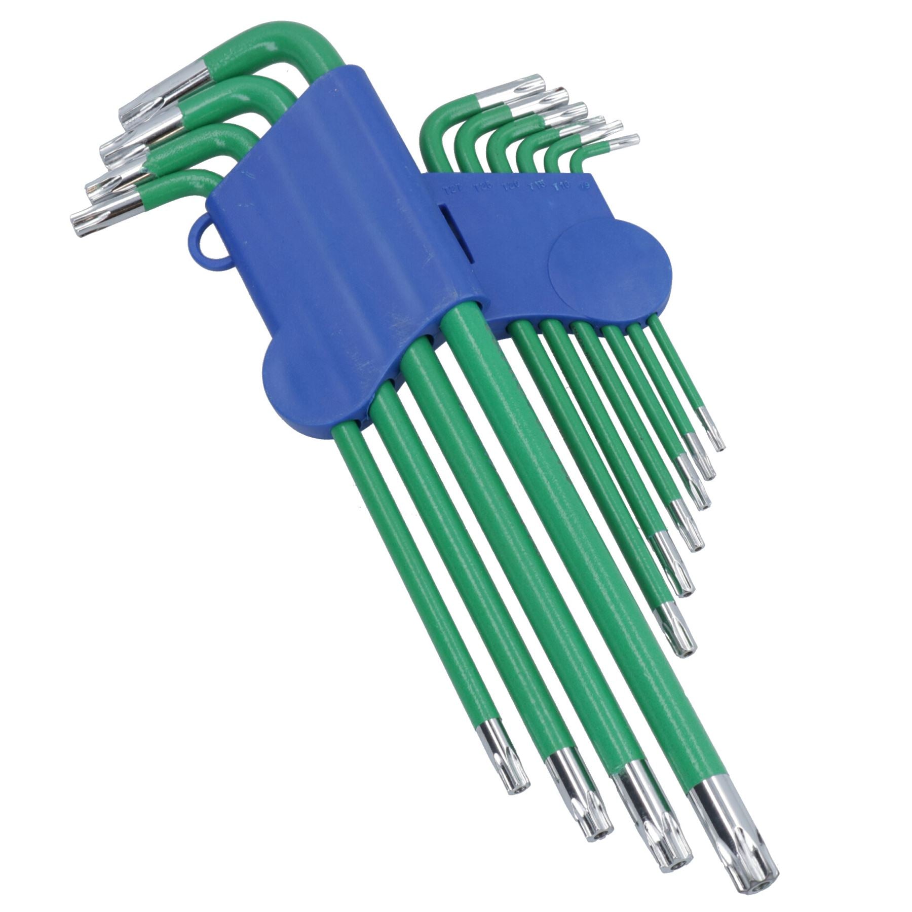 10 Stück extralange manipulationssichere Torx-Sternschlüssel + Halter T9 – T50 mit Anti-Rutsch-Griff
