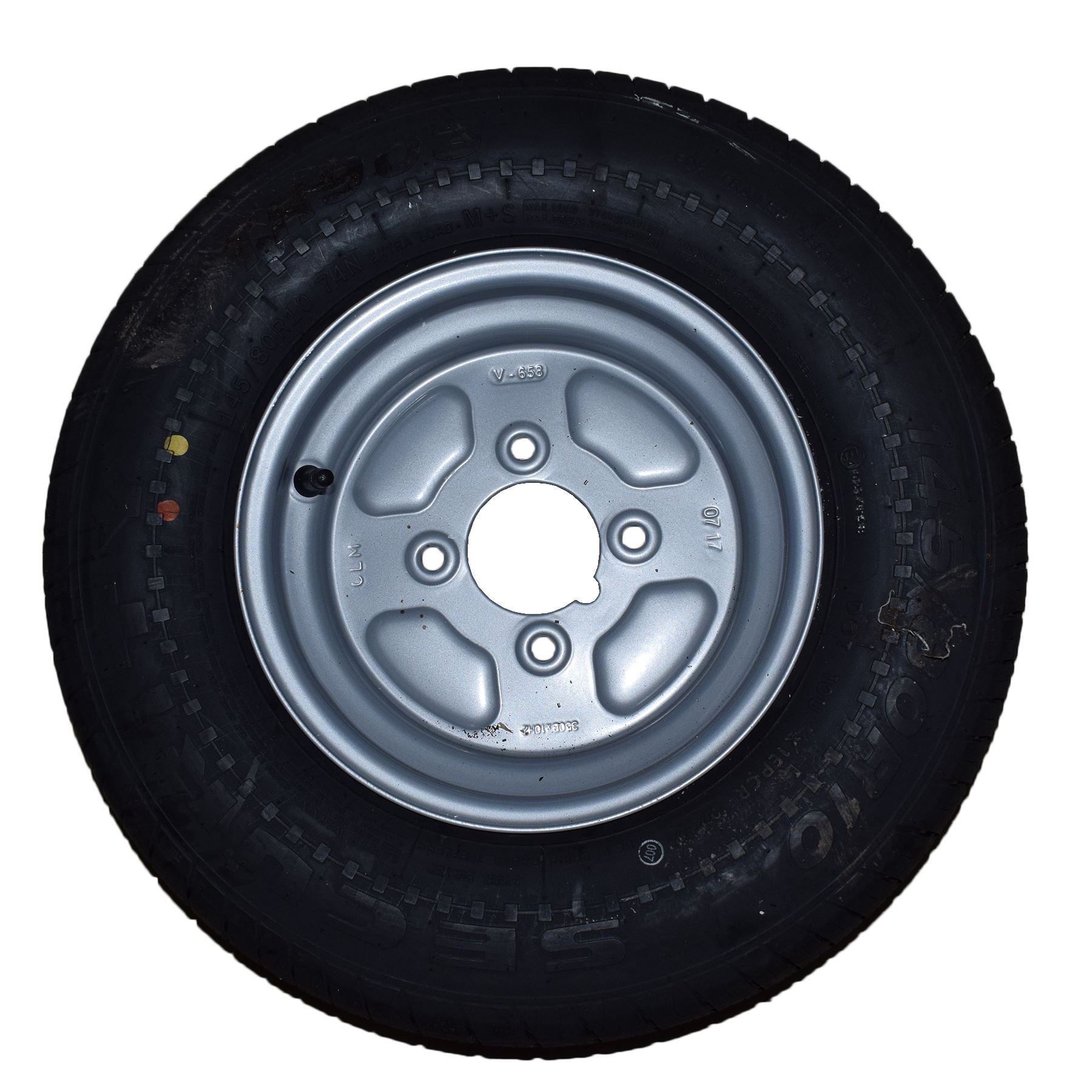 Lot de 2 moyeux de roue, roues et essieux de remorque 10" 145 R10 750 kg