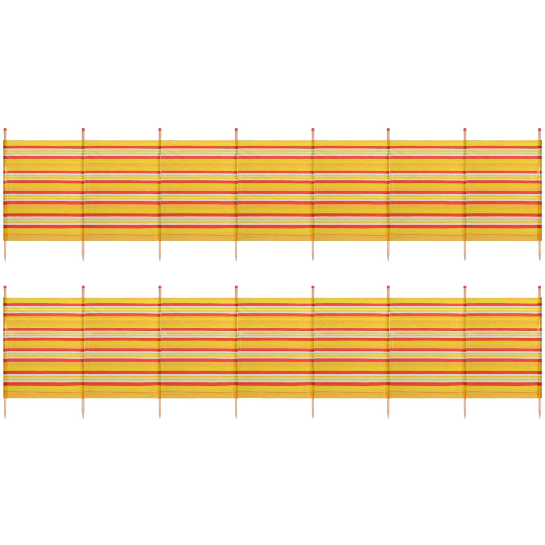 Abri de plage coupe-vent à 8 poteaux 1,5 m sur 4,6 m avec écran d'intimité et bande jaune