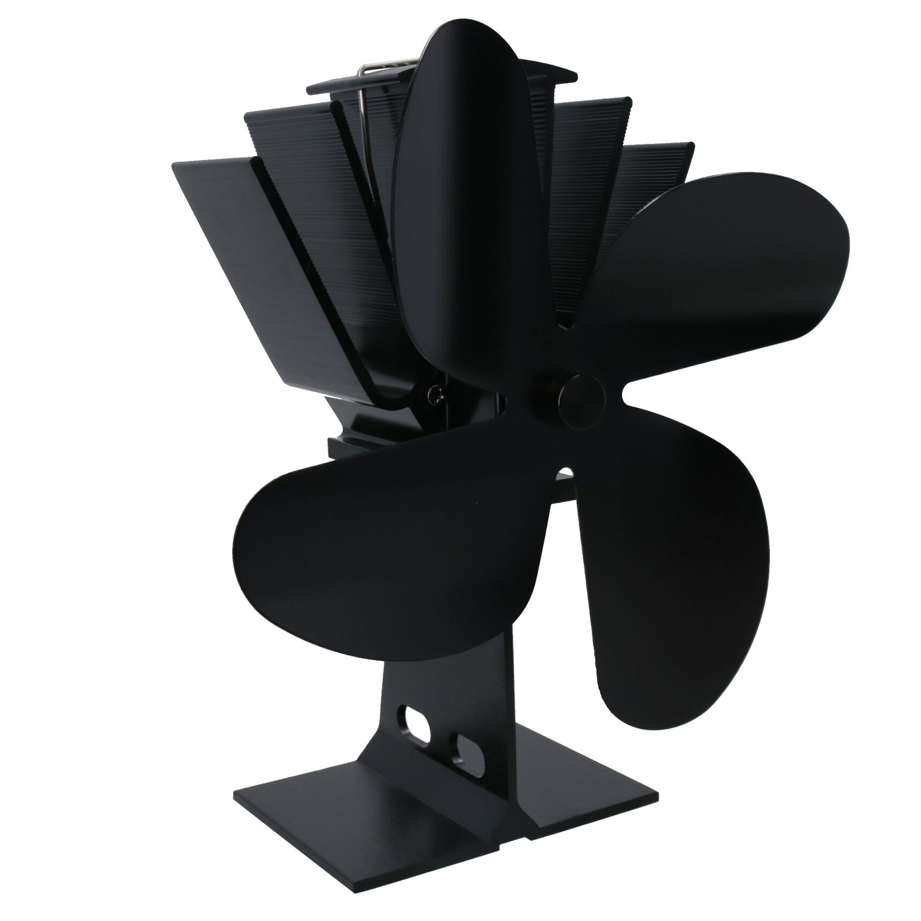 4 Blade Stove Fan Black Heat Powered Fan for Wood / Log Burners or Fireplace