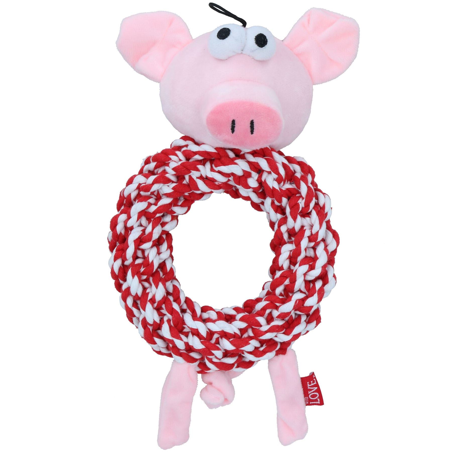 Jouet couineur en peluche avec anneau Knottie pour chien, cadeau de Noël, cochon dans une couverture