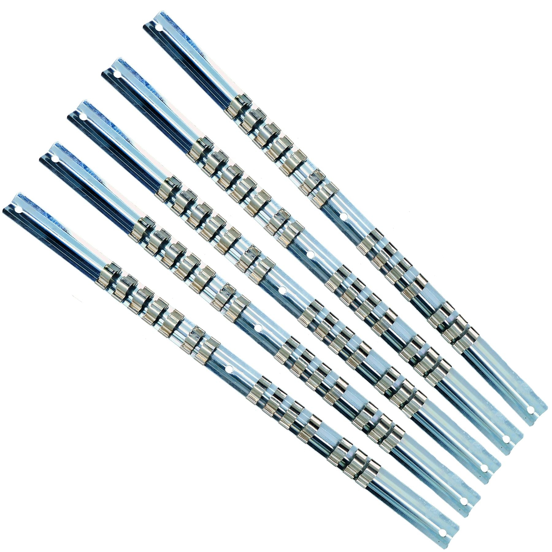 Support de rangement pour rail de douilles à entraînement 3/8" ou 1/2" Clips d'organisation 14 clips par rail