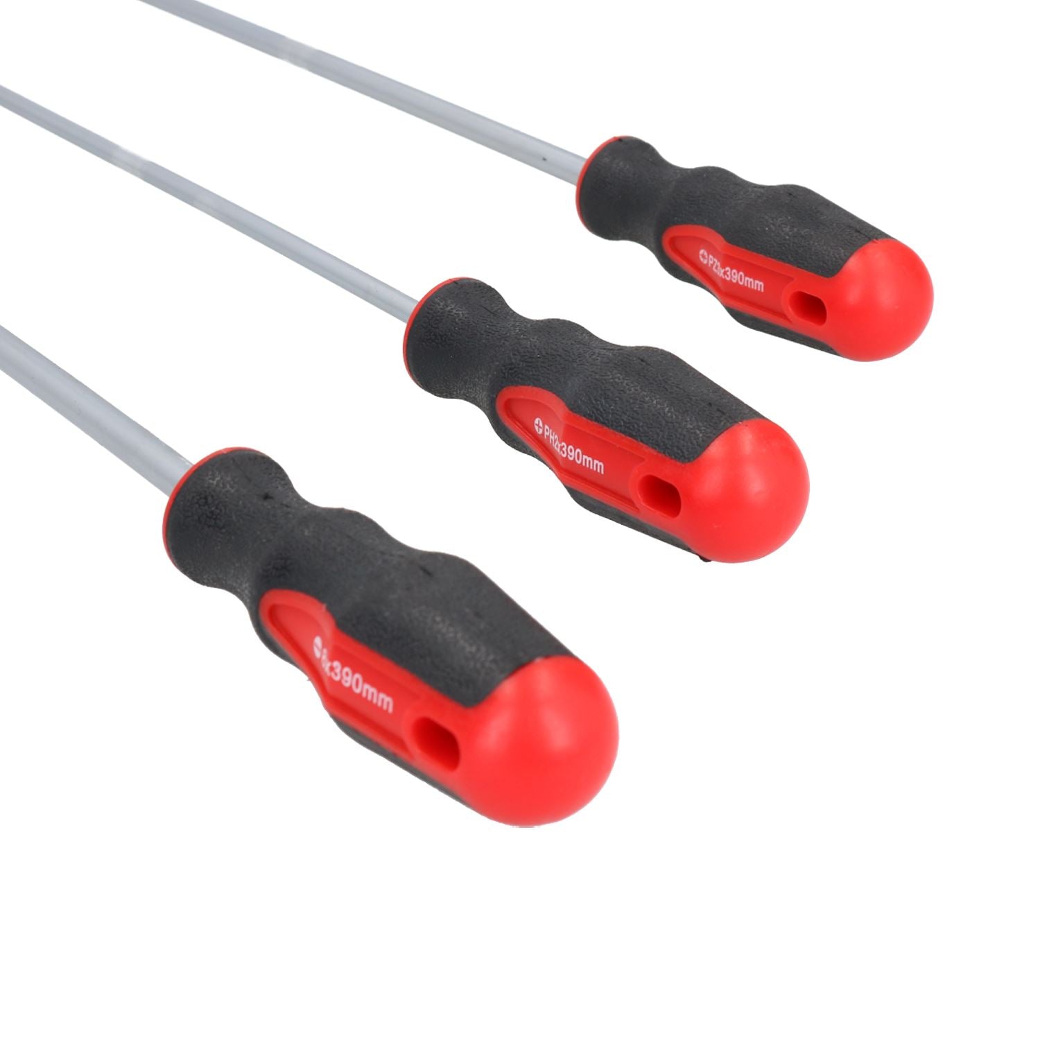 Jeu de 3 tournevis extra longs avec embouts plats Pozi + Phillips Longueur totale 500 mm