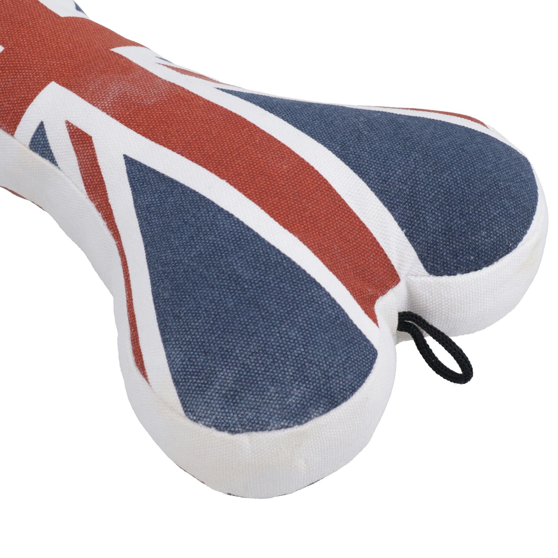Großes, schickes Hundespielzeug aus Knochenleinen mit Union Jack-Motiv und Quietschfunktion (L 30 cm)