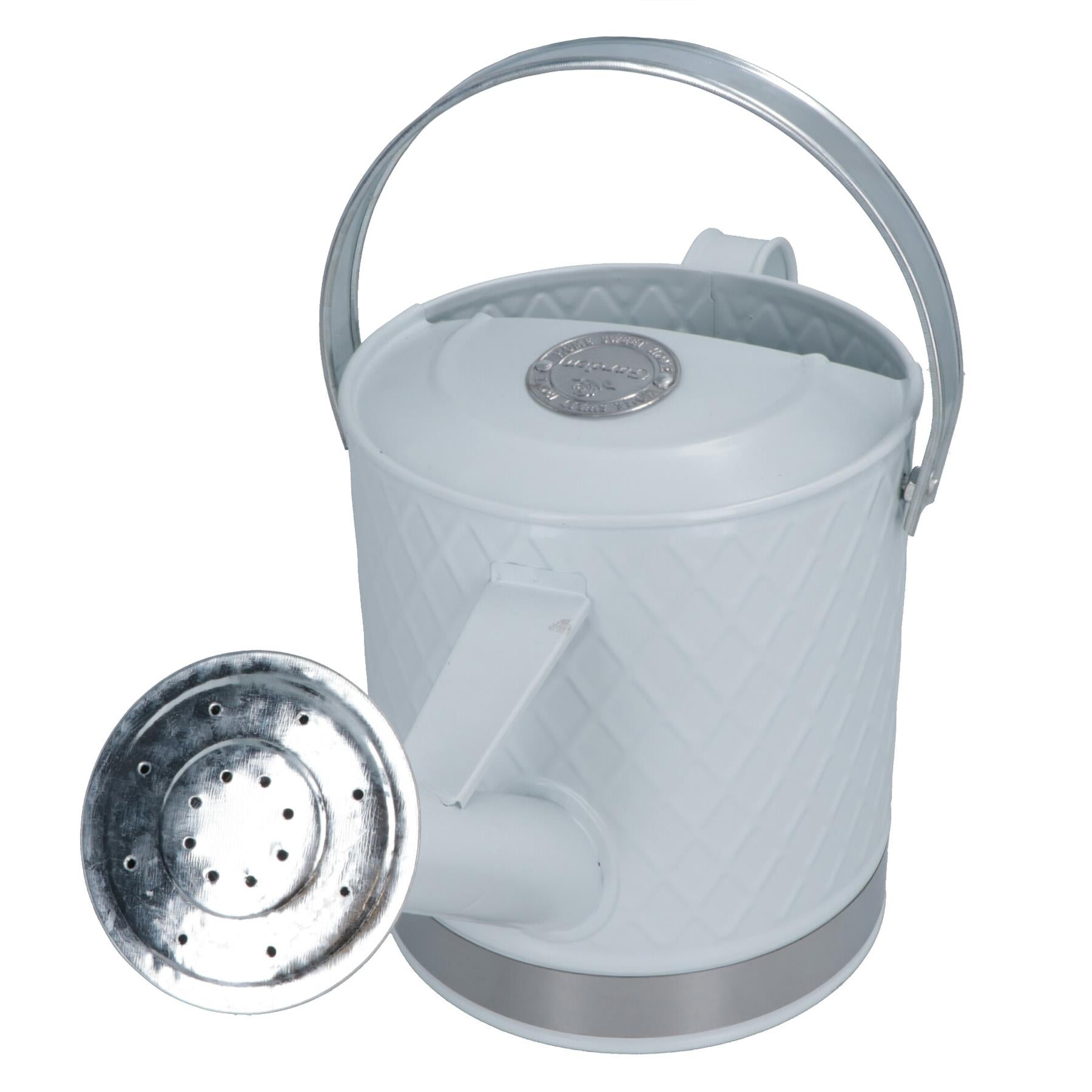 3L Watering Can White Steel Metal Water Greenhouse Garden Plants Home