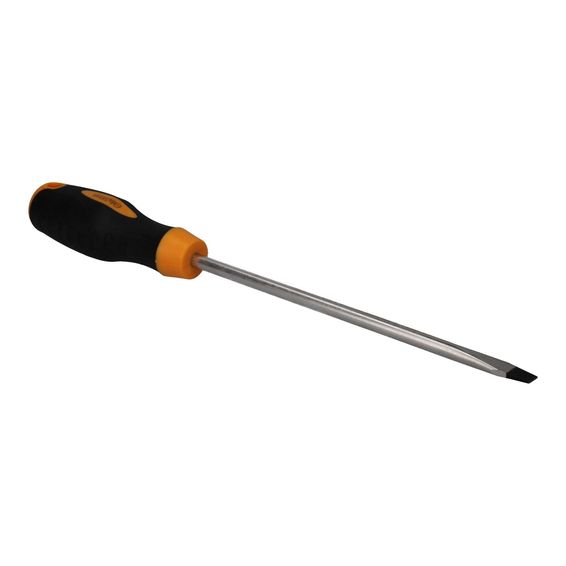 8-mm-Schraubendreher mit flachem Kopf und Schlitzklinge, magnetische Spitze, 200 mm, Gummigriff