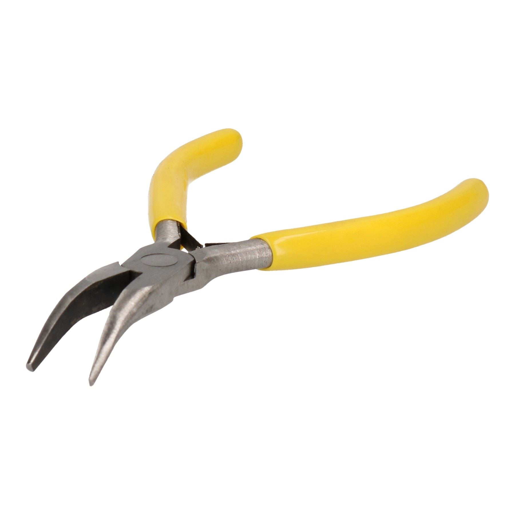 Mini-Zange mit gebogener, abgewinkelter Spitzzange, Modellierzange für Hobby- und Angelarbeiten, 125 mm