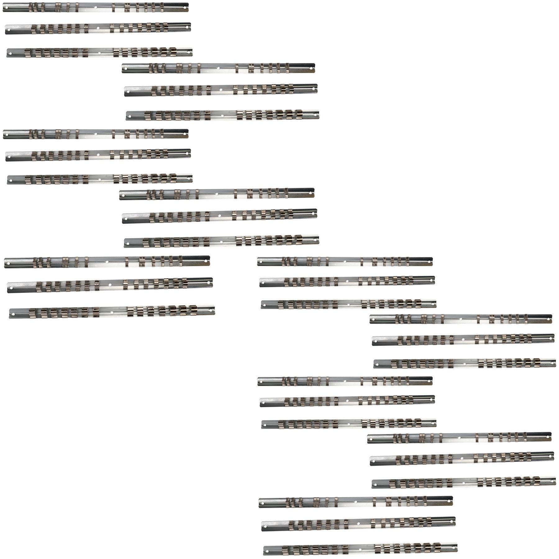 30-teiliges Aufbewahrungsset für Stecknüsse, Organizer-Schienen für 1/4, 3/8, 1/2 Stecknüsse, 420 Clips